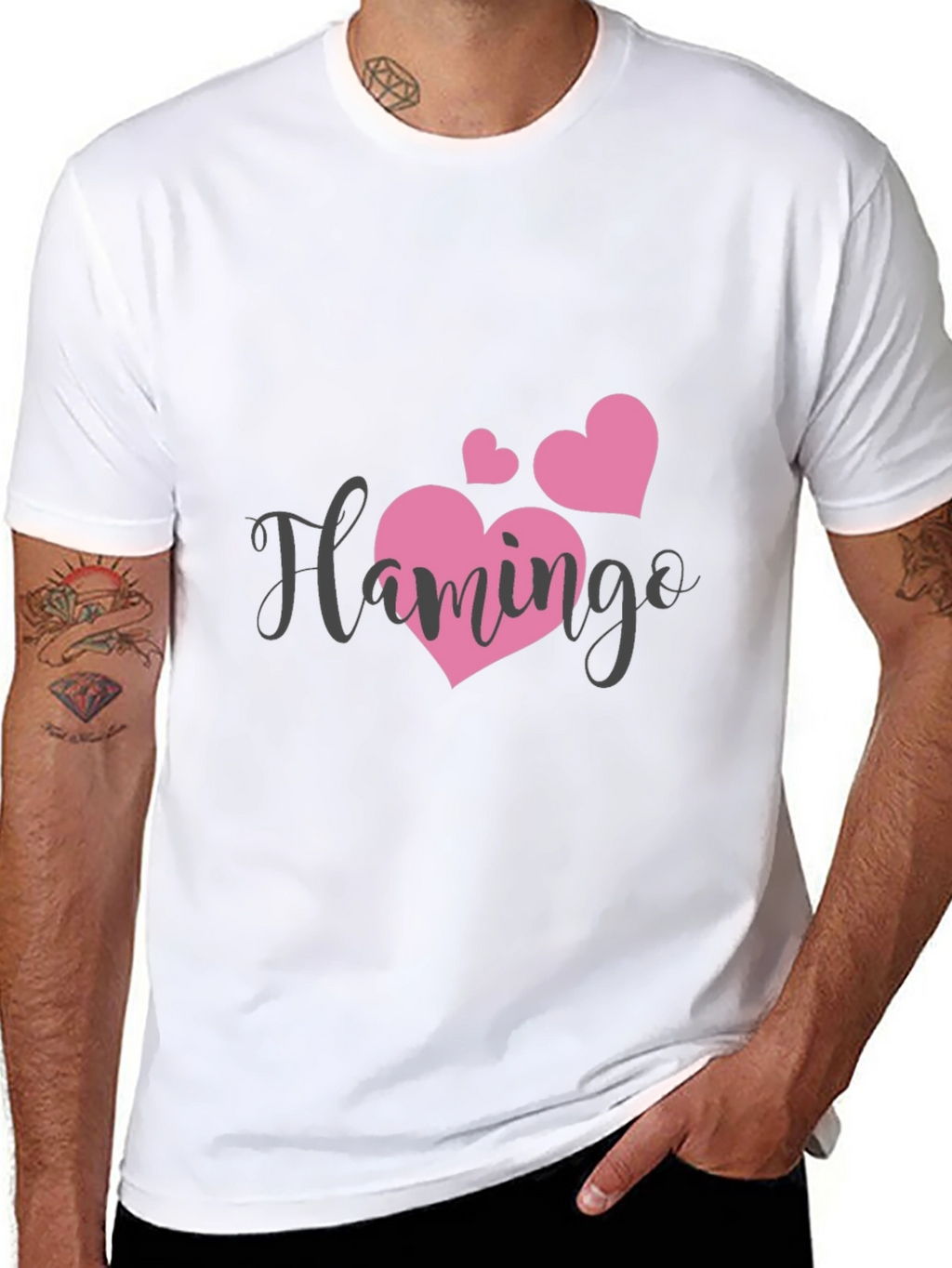 Black Flamingo Heart Graphic Tee