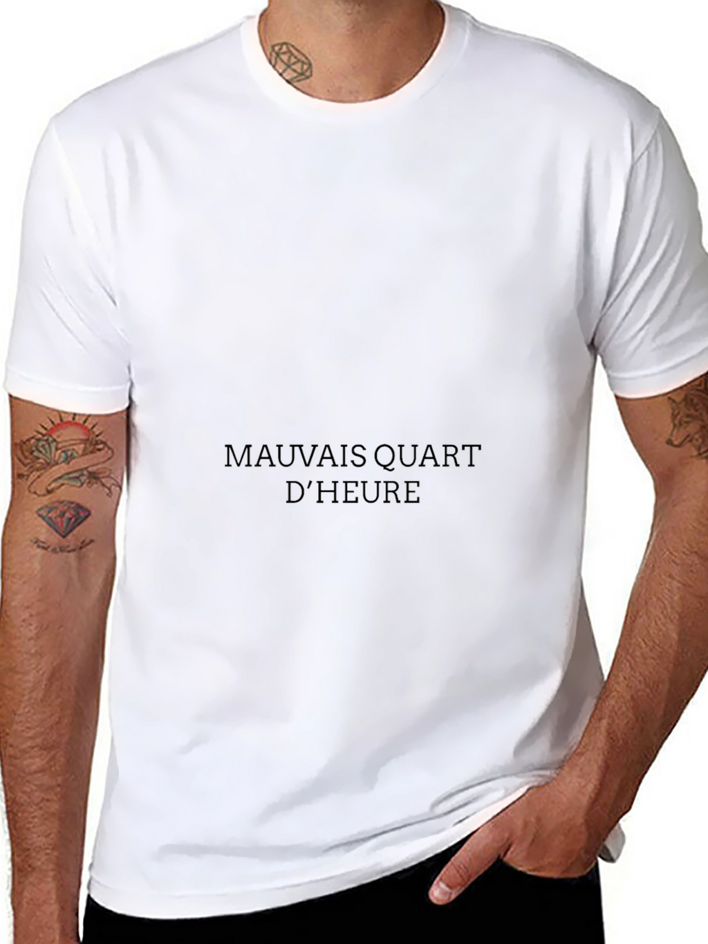 Black Graphic Tee - Mauvais Quart DHeure Casual Style