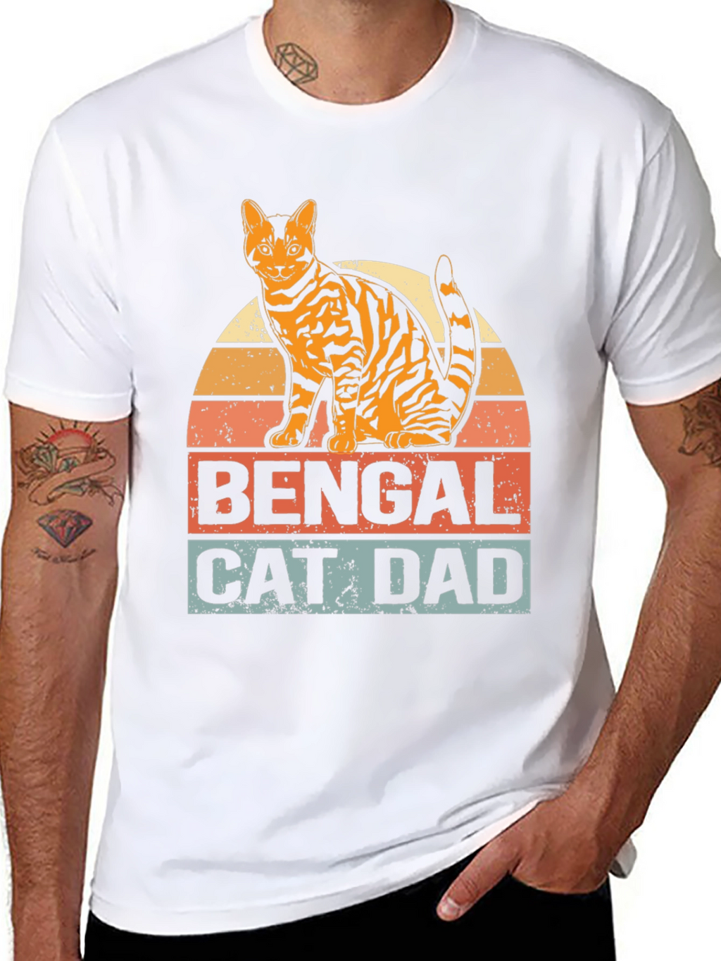 Bengal Cat Dad Graphic T-Shirt - Mens Black Tee