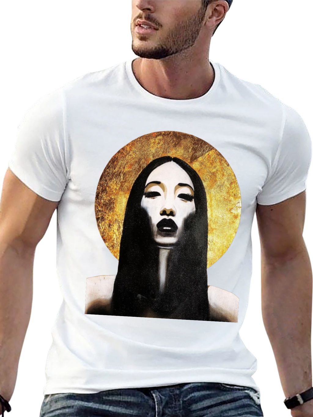 Halo Portrait Black T-Shirt