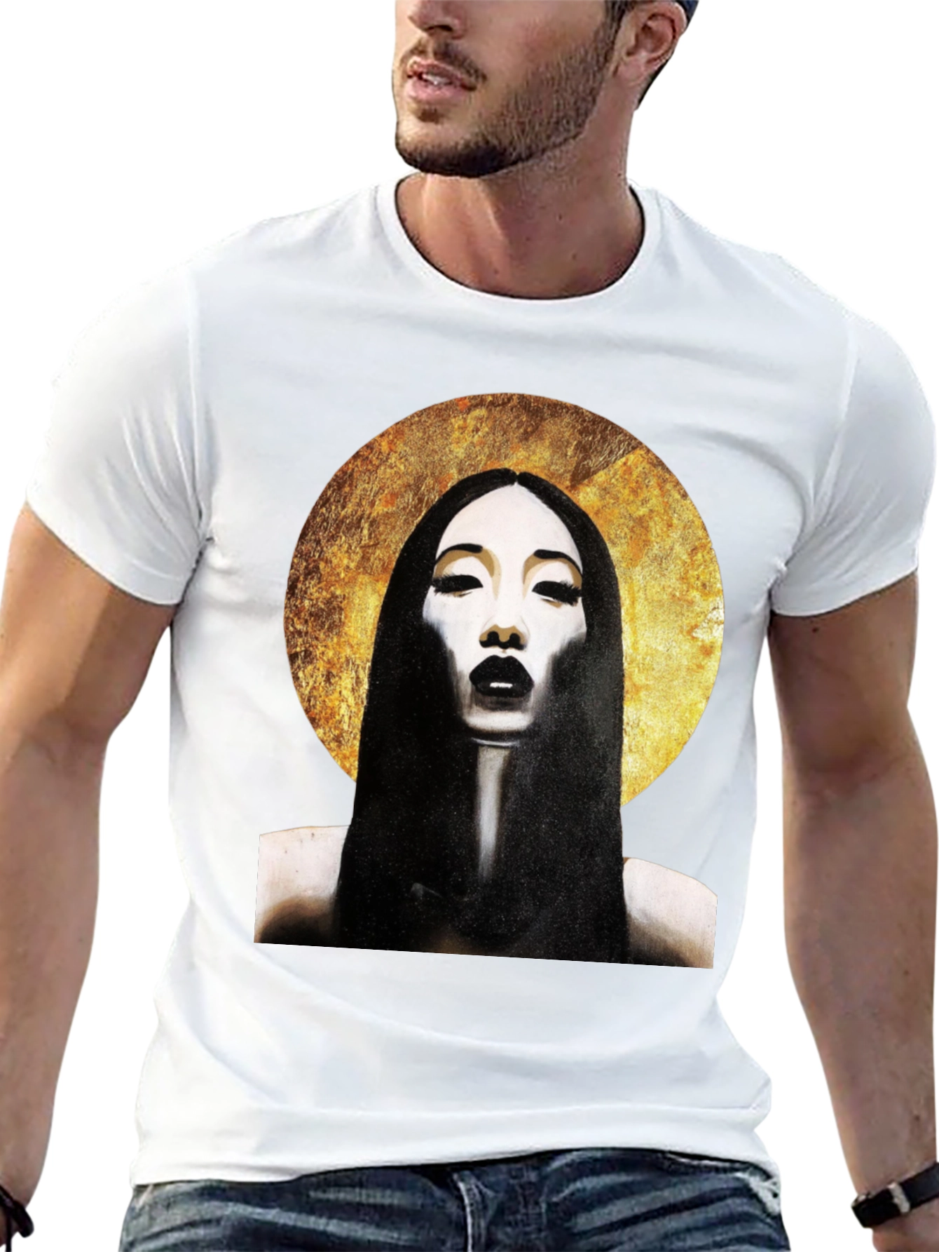 Halo Portrait Black T-Shirt