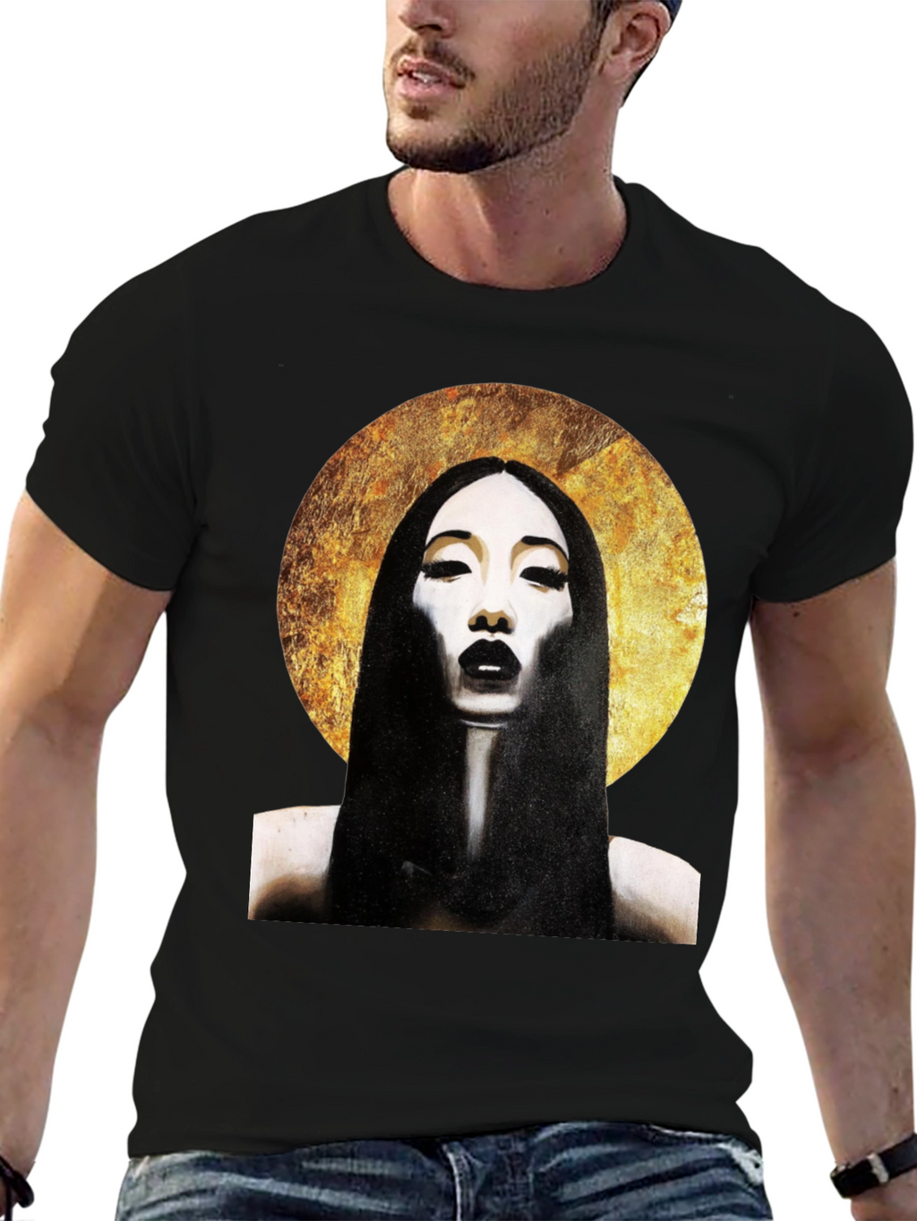 Halo Portrait Black T-Shirt