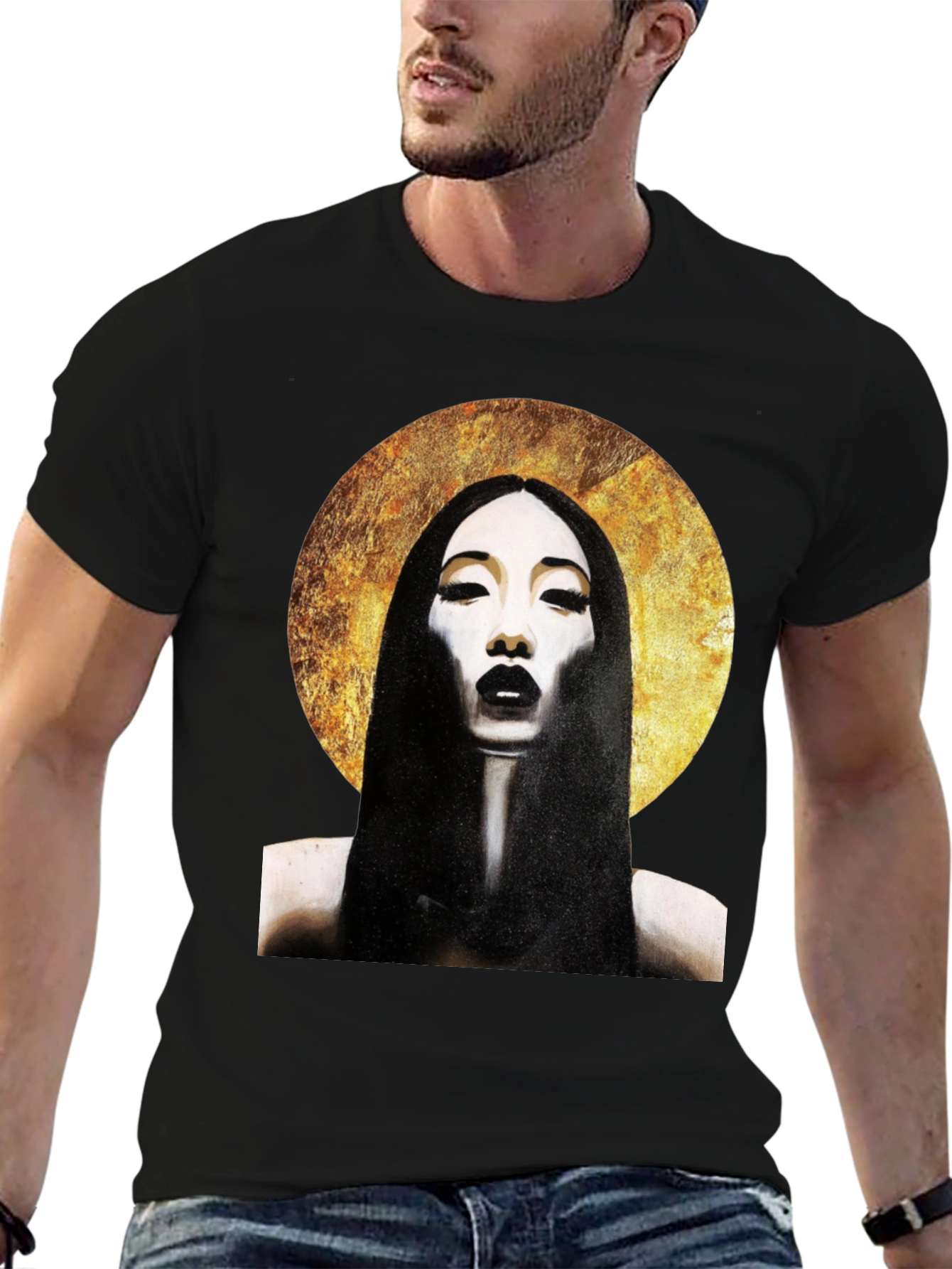 Halo Portrait Black T-Shirt