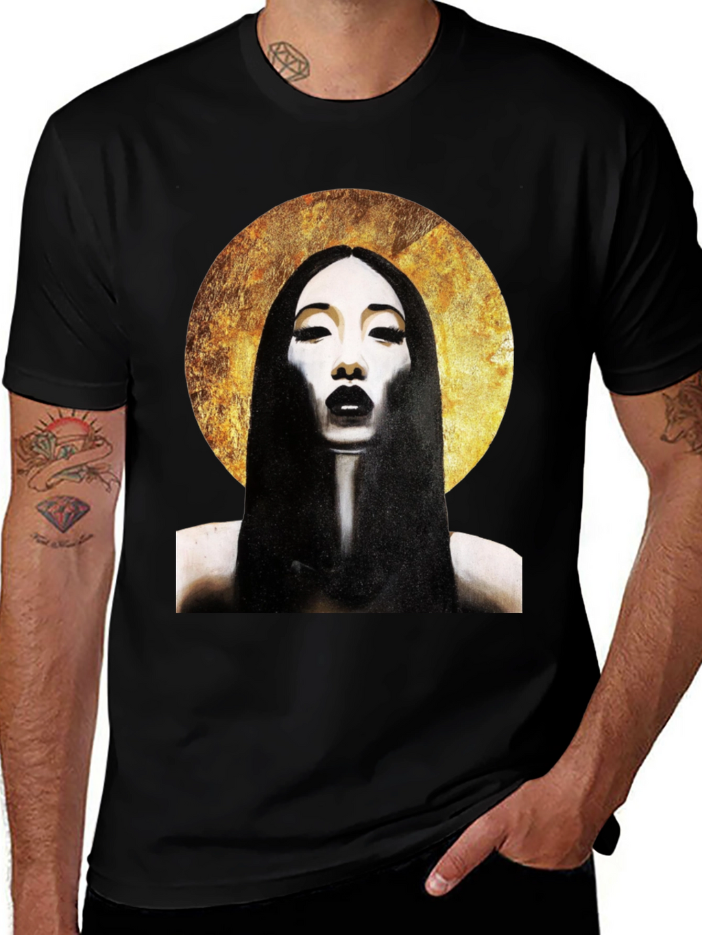 Halo Portrait Black T-Shirt