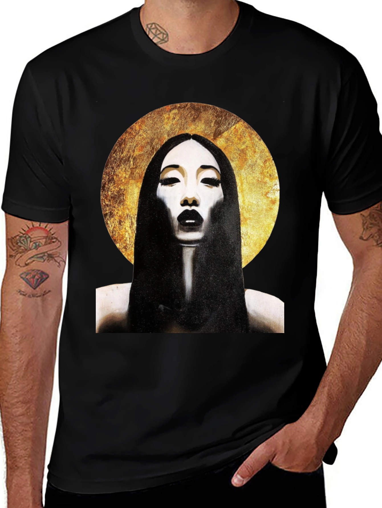 Halo Portrait Black T-Shirt