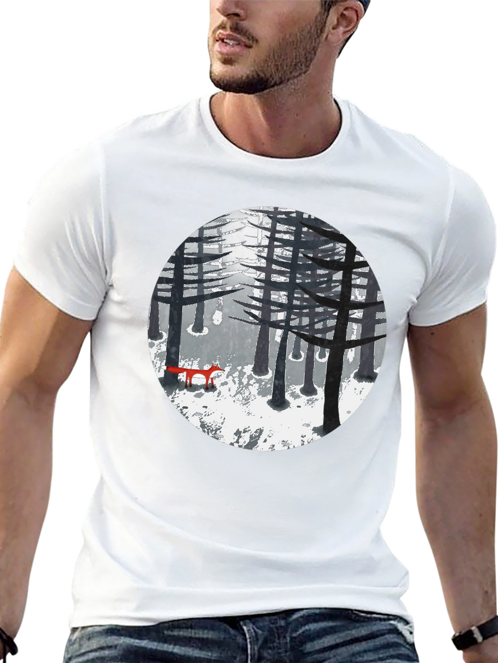 Fox in Winter Forest Graphic Tee