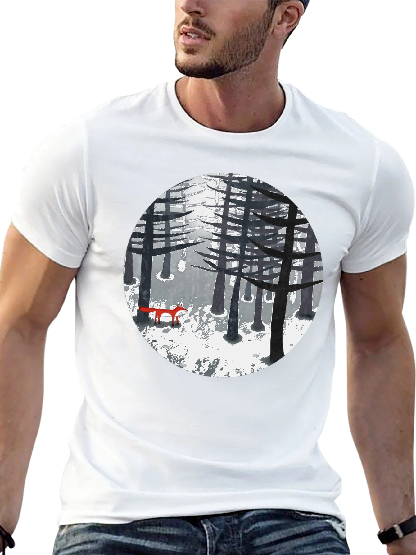 Fox in Winter Forest Graphic Tee