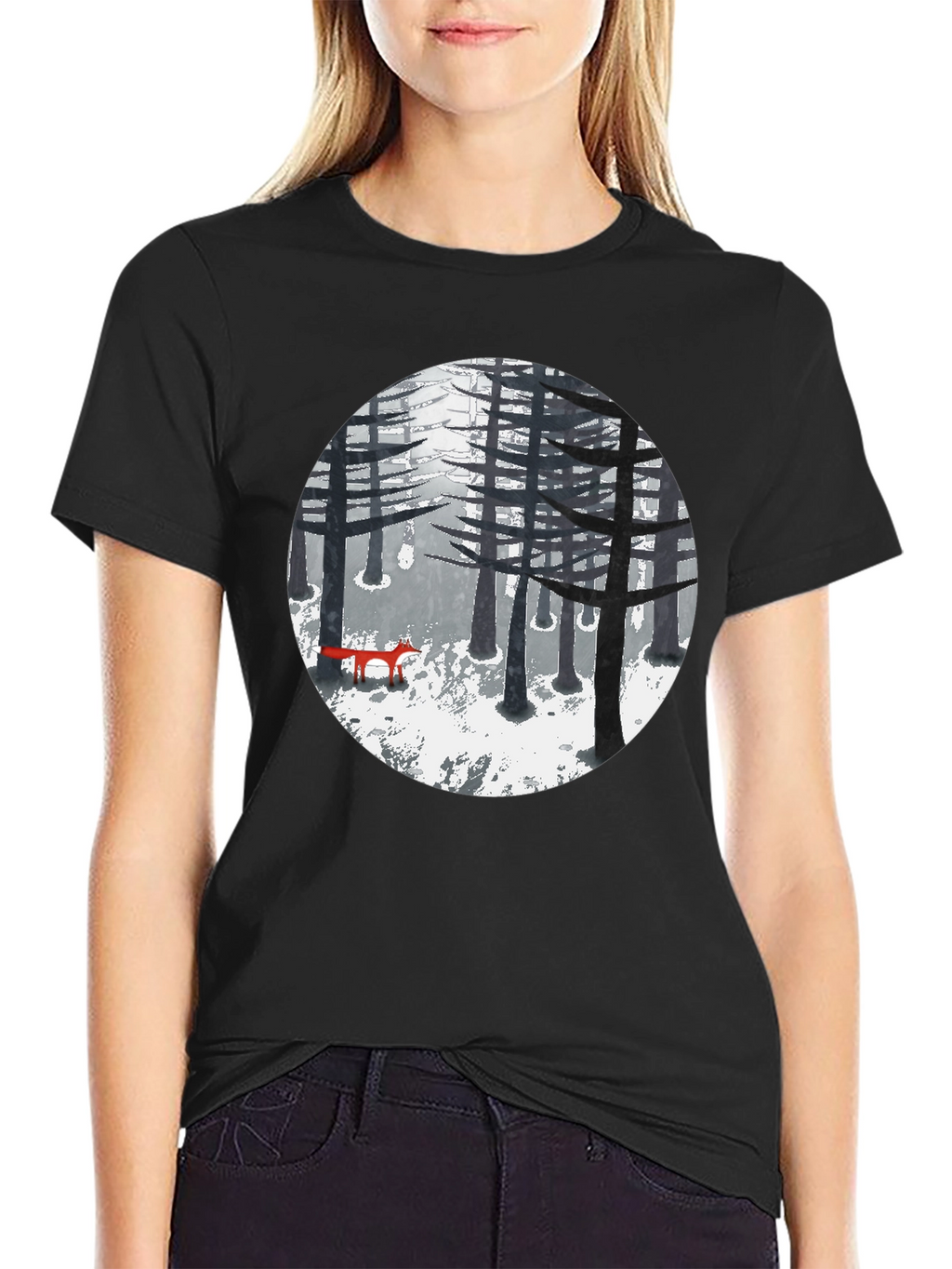 Fox in Winter Forest Graphic Tee