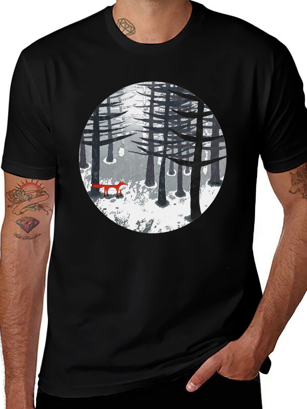 Fox in Winter Forest Graphic Tee