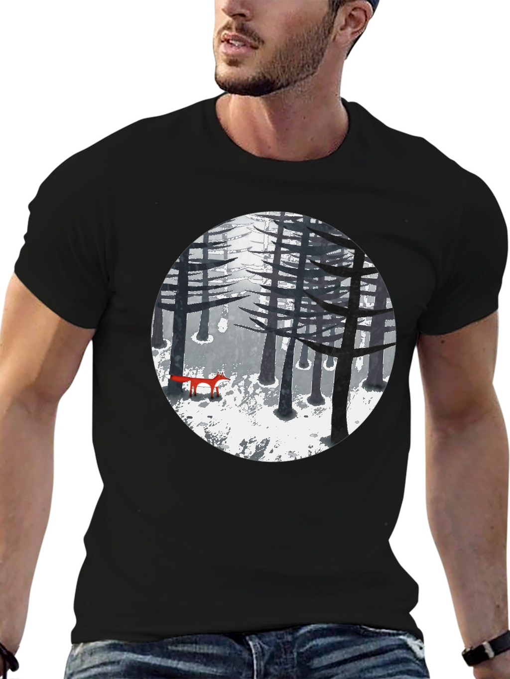 Fox in Winter Forest Graphic Tee