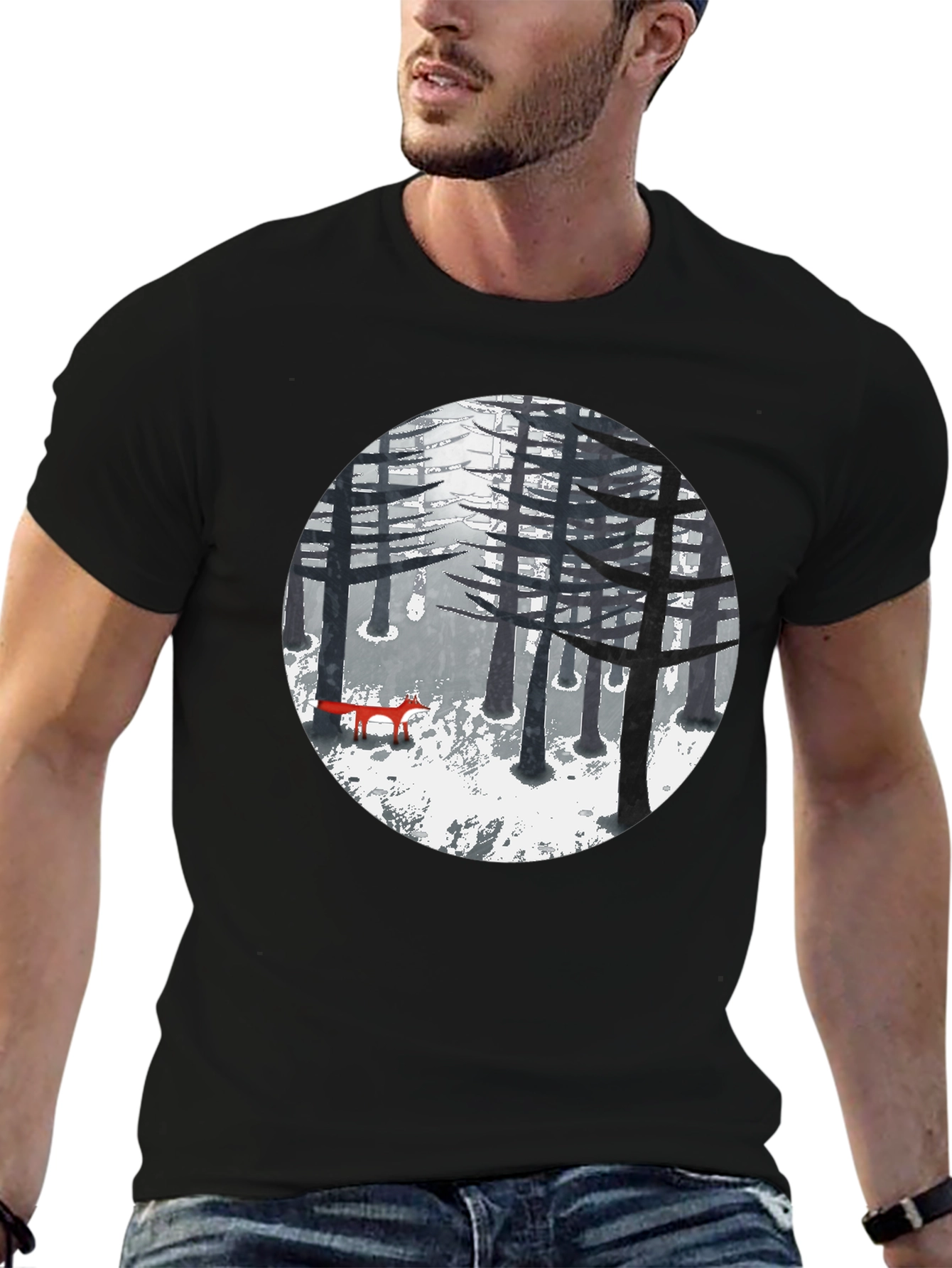 Fox in Winter Forest Graphic Tee