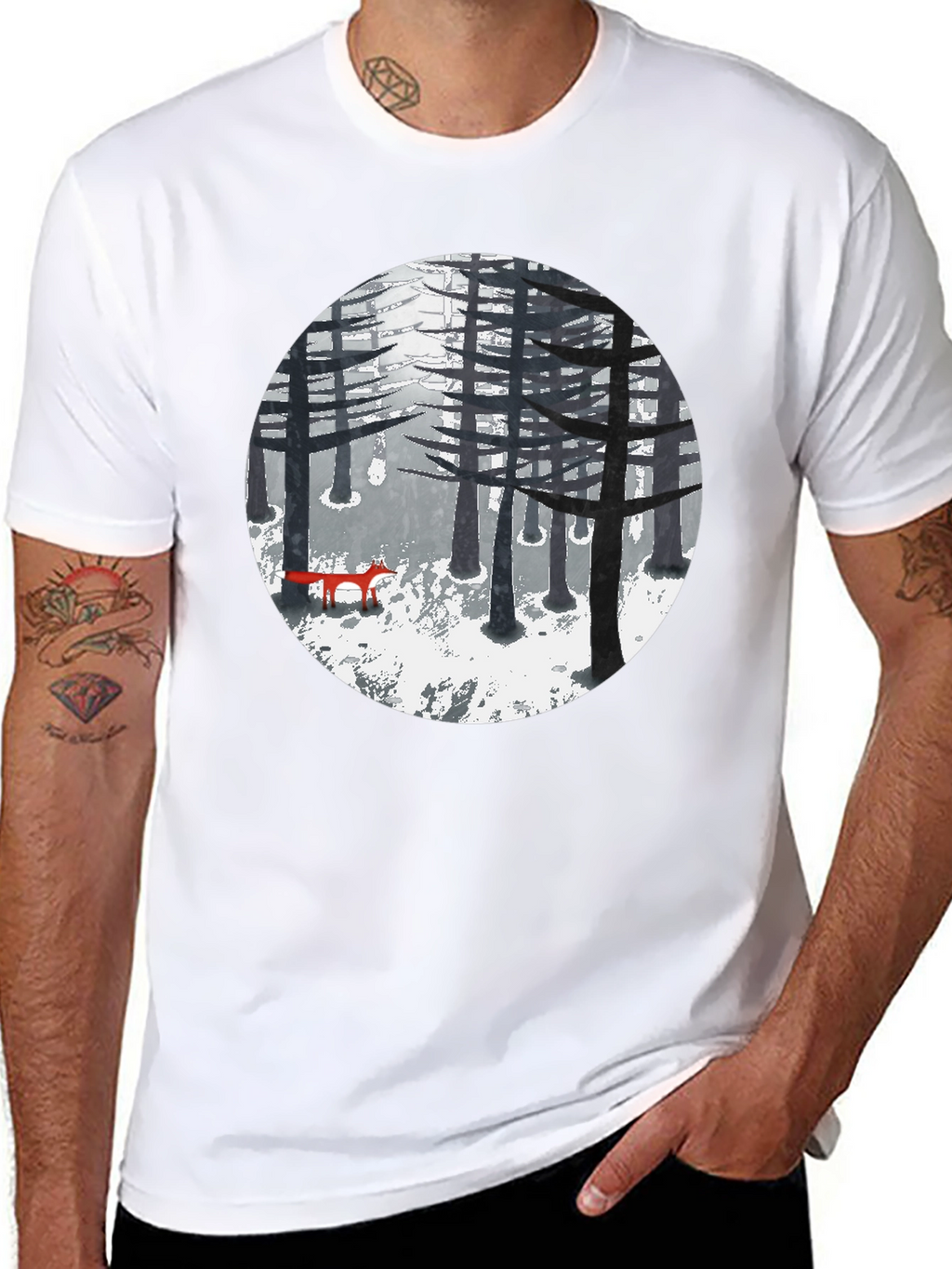 Fox in Winter Forest Graphic Tee