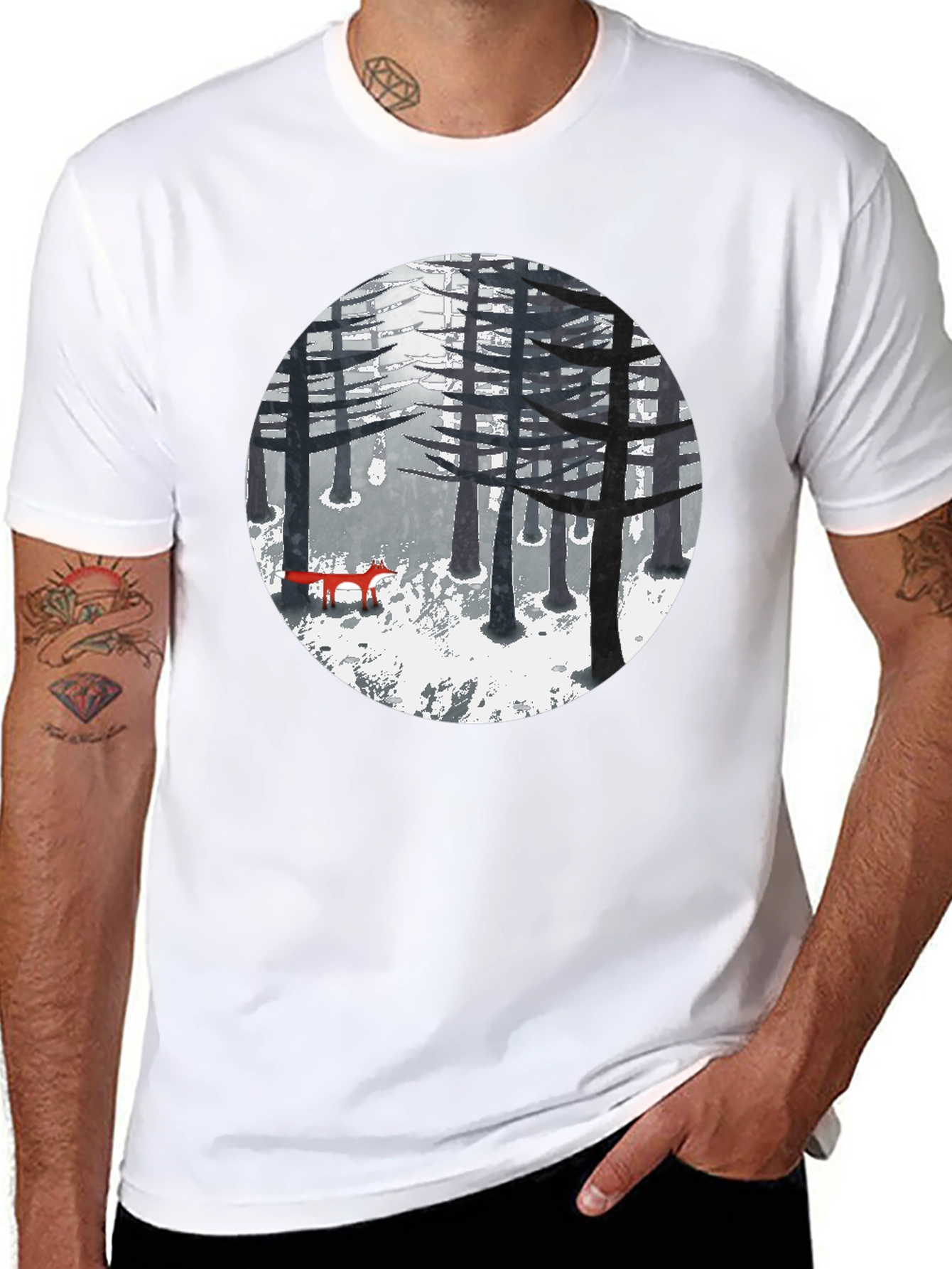 Fox in Winter Forest Graphic Tee