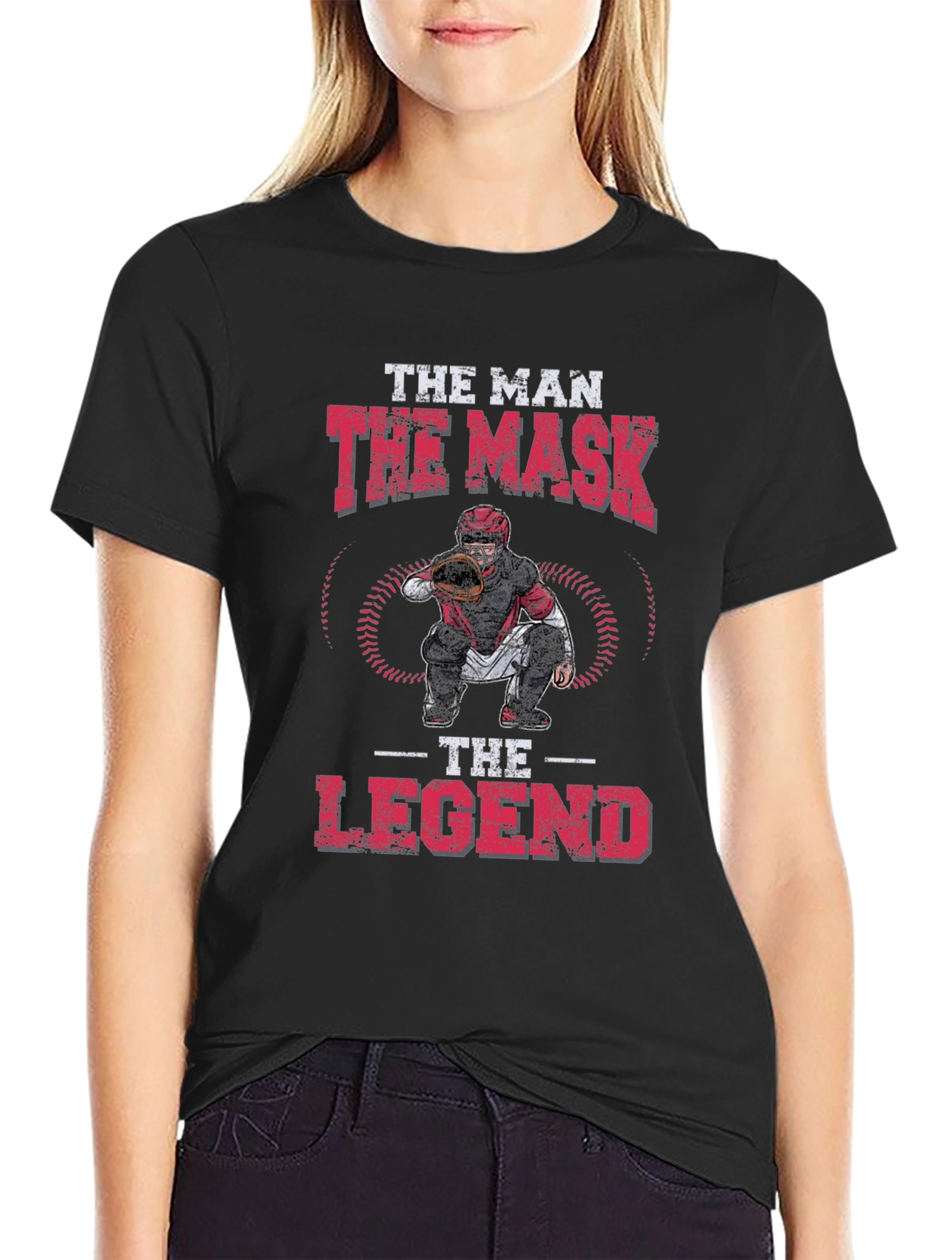 The Man The Mask The Legend Baseball Catcher Graphic Tee