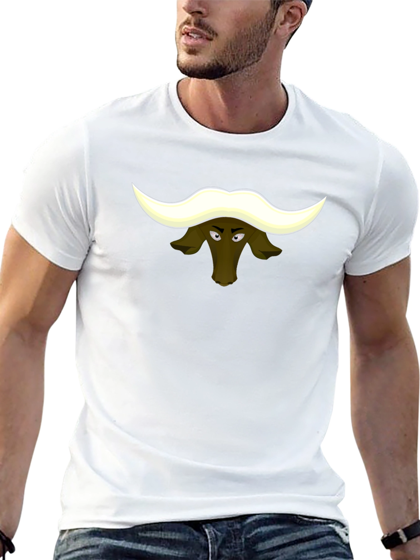 Cartoon Buffalo Graphic Tee - Black