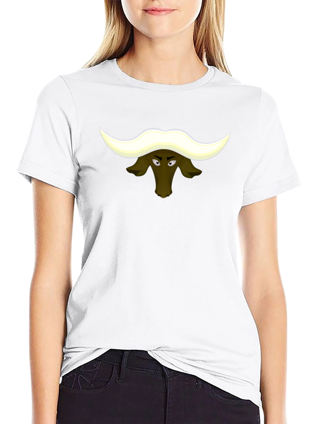 Cartoon Buffalo Graphic Tee - Black