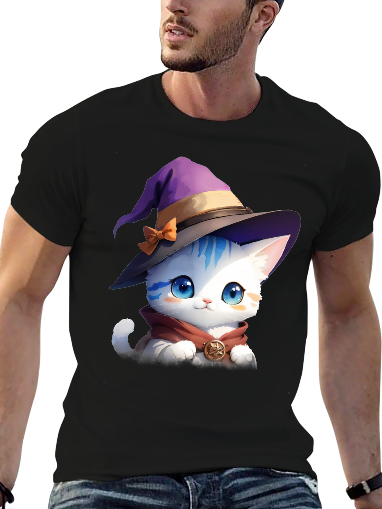 Wizard Cat Graphic Tee - Magic & Style!