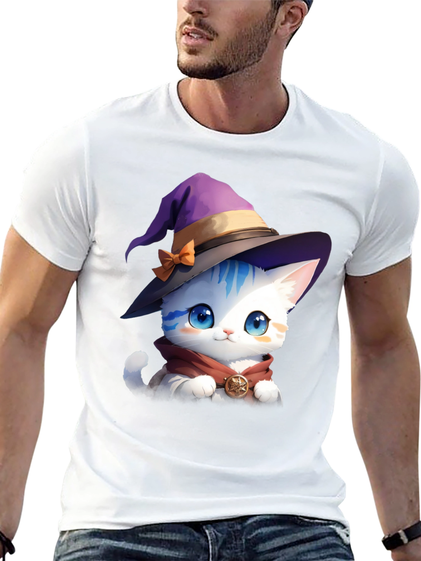 Wizard Cat Graphic Tee - Magic & Style!