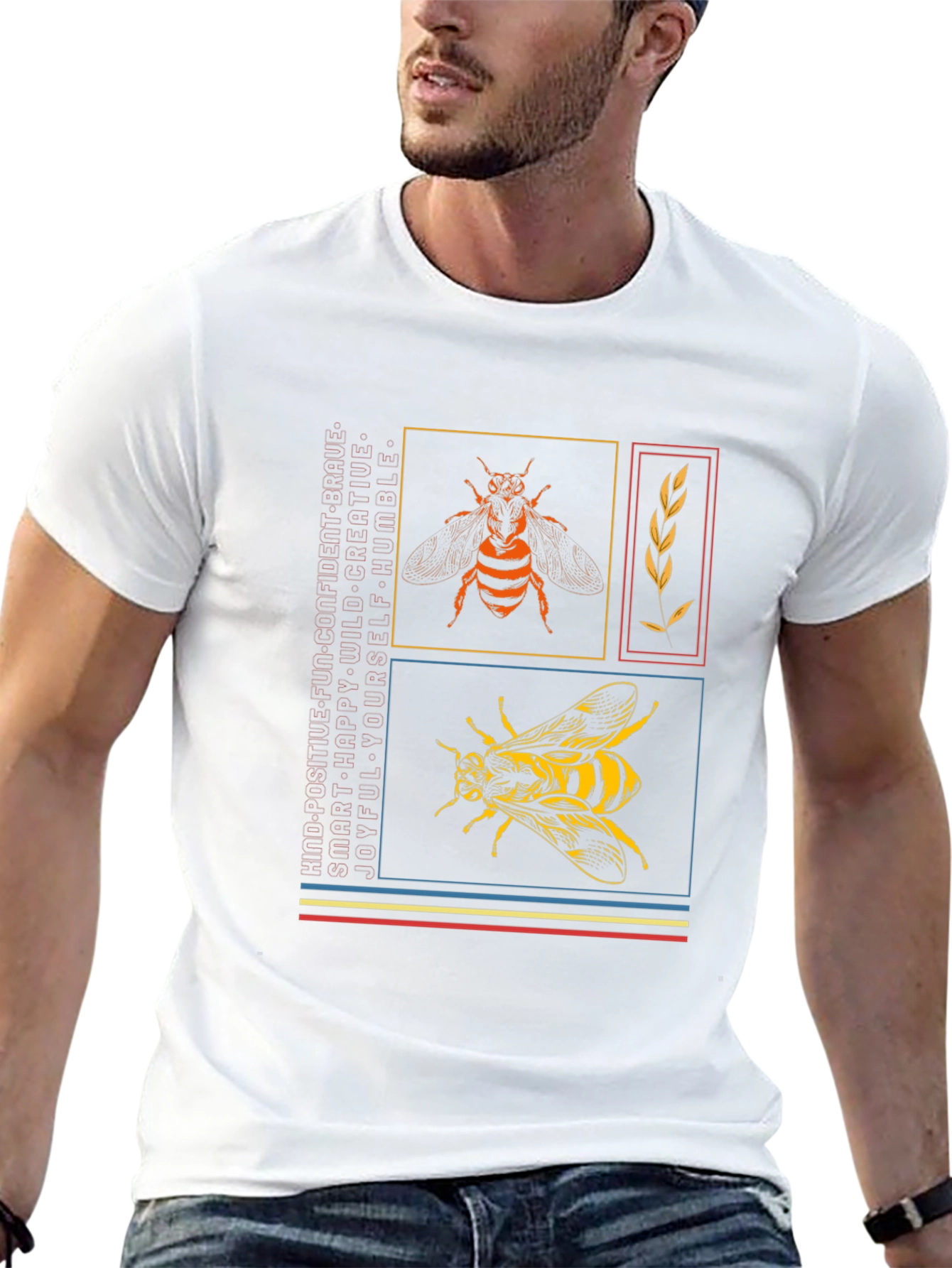 Stylish Bee Graphic Print T-Shirt