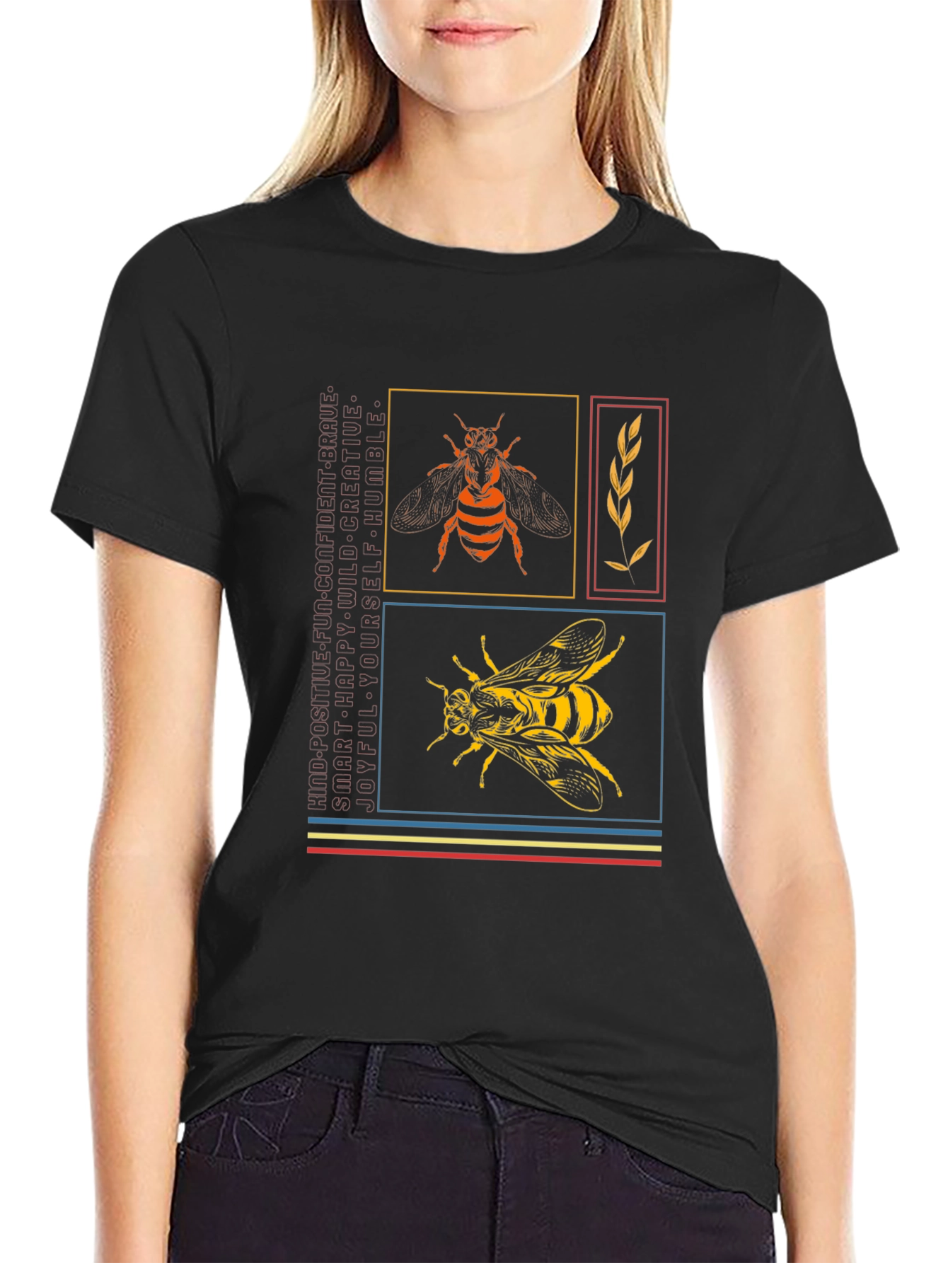 Stylish Bee Graphic Print T-Shirt