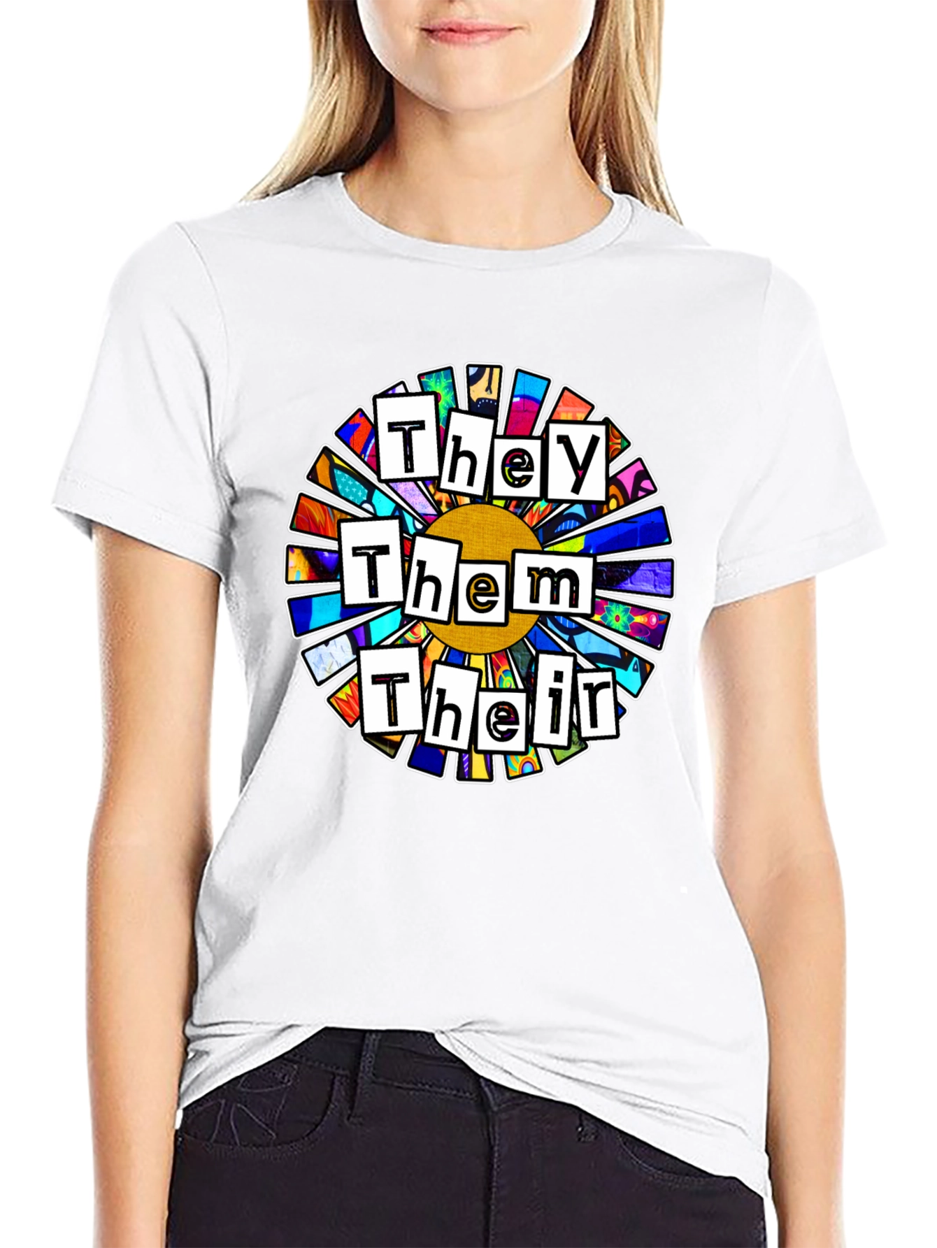 Pronoun Flower T-Shirt - They Them Their Pride Tee