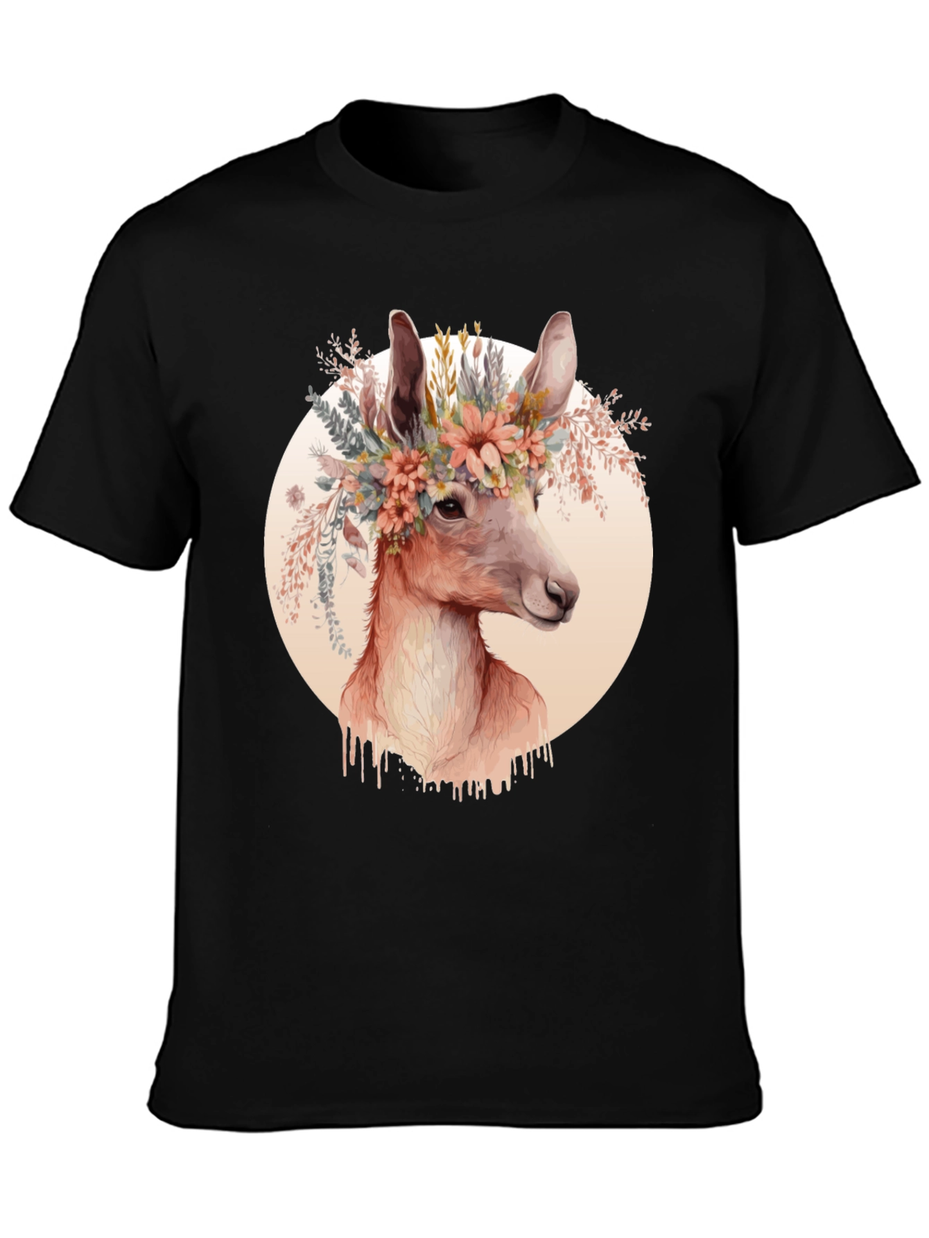 Floral Deer Graphic Tee - Trendy Unisex Shirt