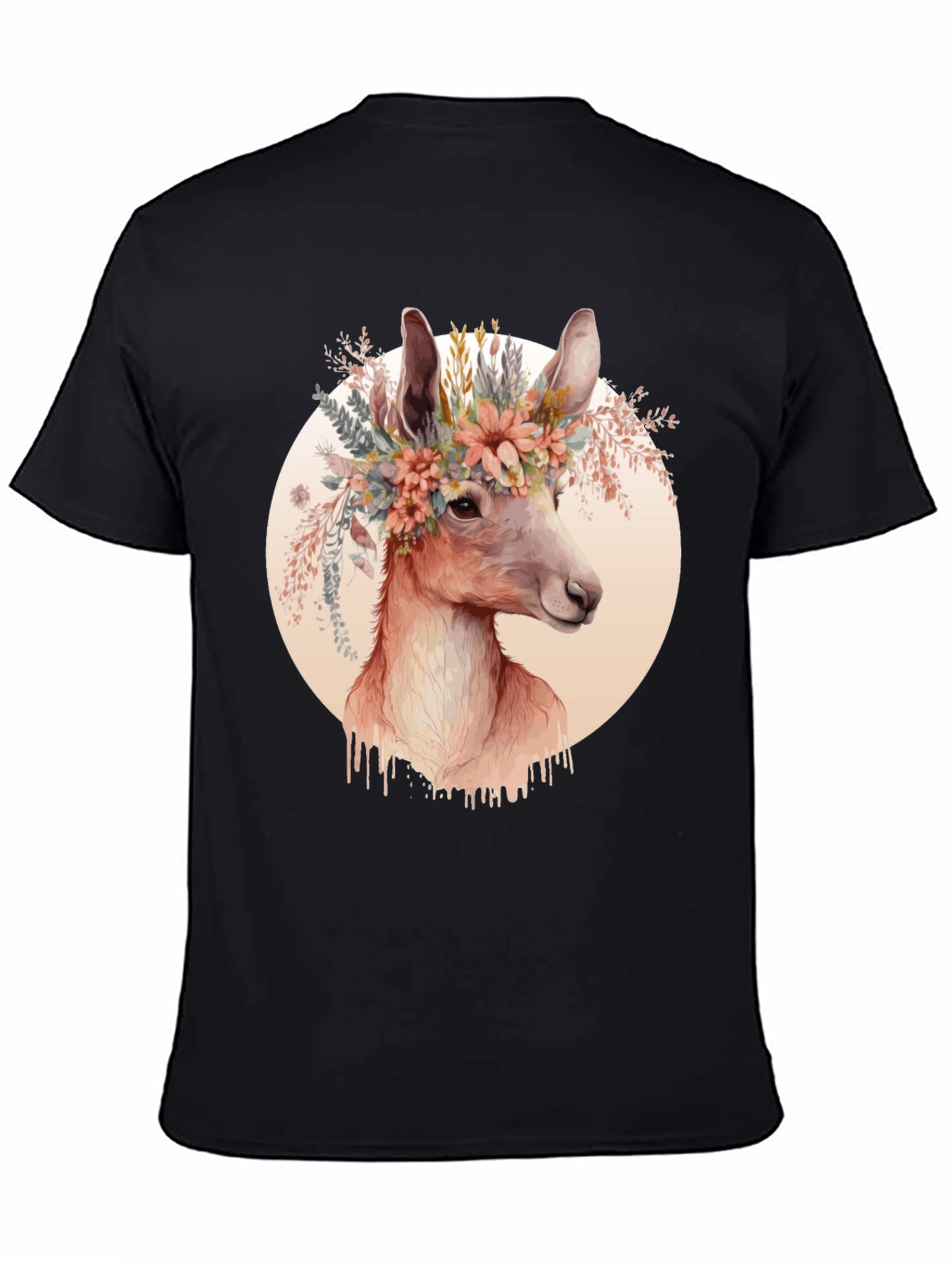 Floral Deer Graphic Tee - Trendy Unisex Shirt