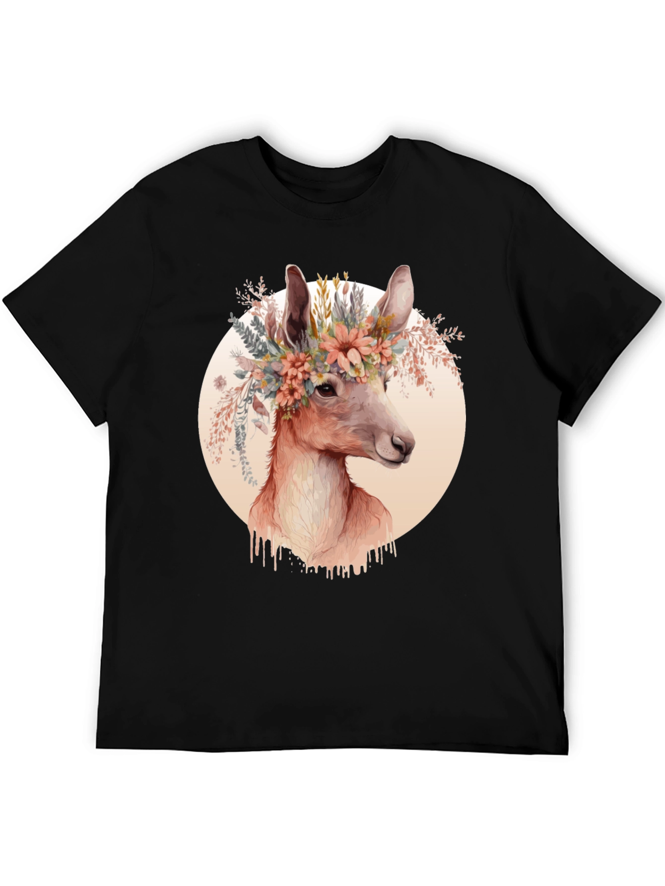 Floral Deer Graphic Tee - Trendy Unisex Shirt