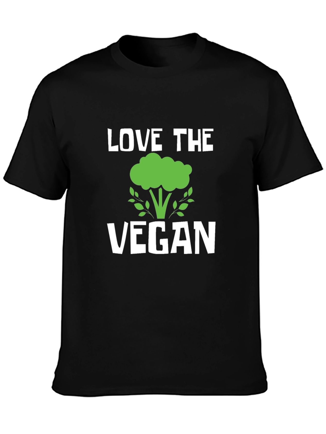 Love the Vegan Broccoli Graphic Tee - Black Cotton T-Shirt