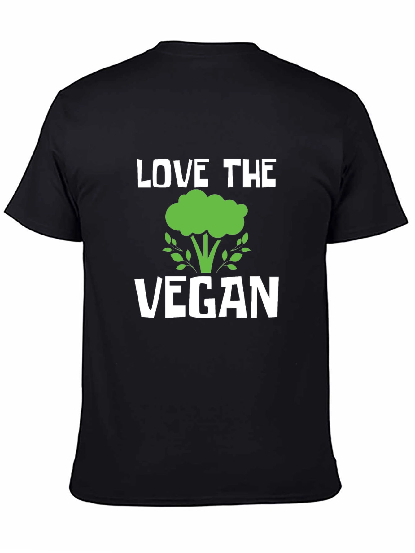 Love the Vegan Broccoli Graphic Tee - Black Cotton T-Shirt