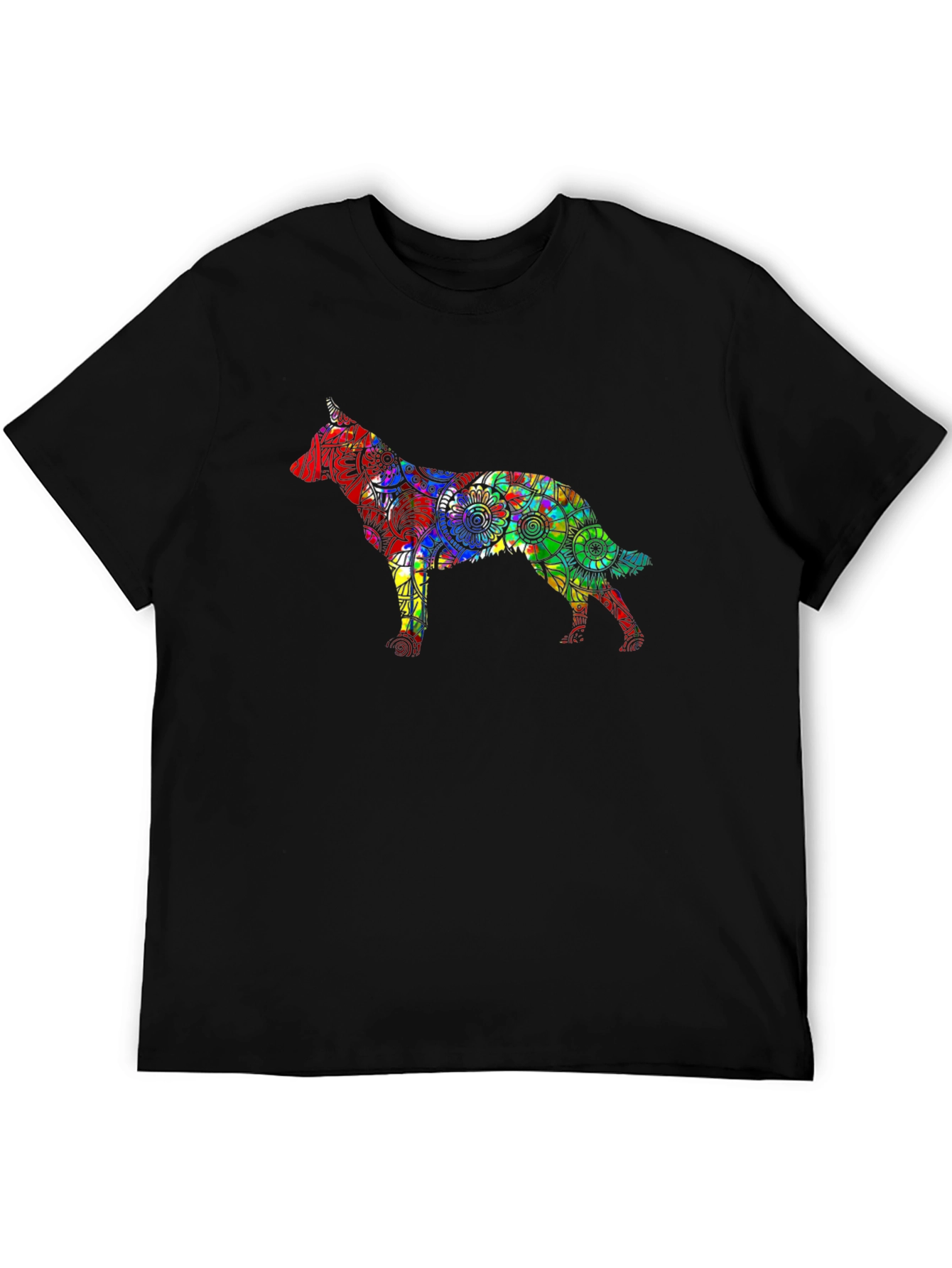 Dog Mandala Graphic Black T-Shirt