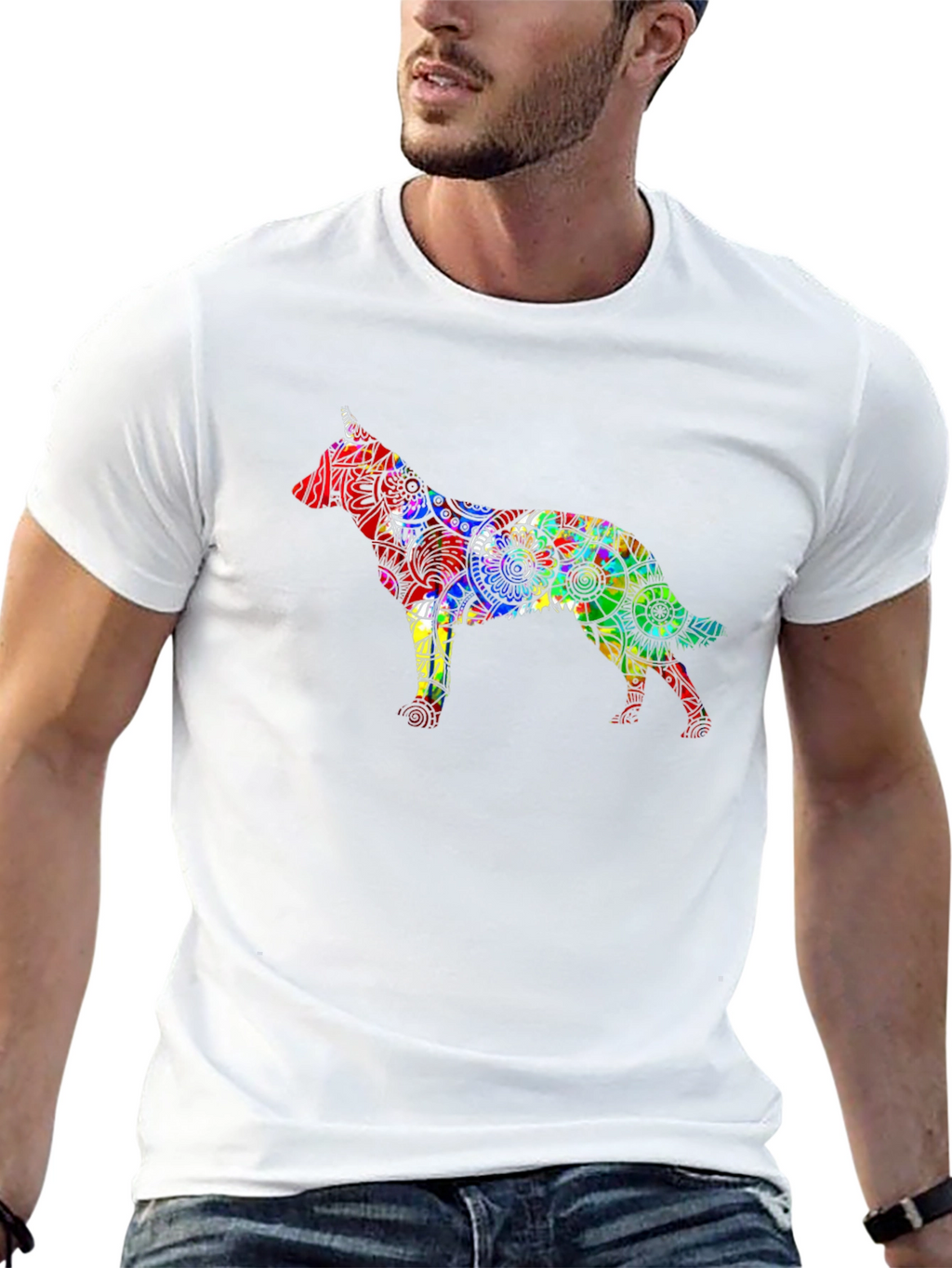 Dog Mandala Graphic Black T-Shirt