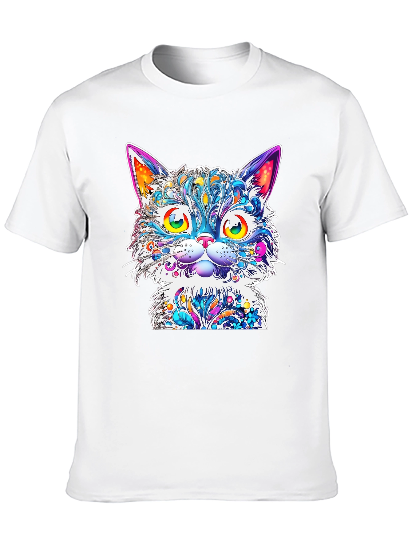 Vibrant Psychedelic Cat Graphic T-Shirt