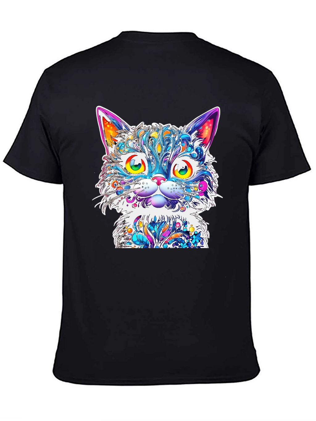 Vibrant Psychedelic Cat Graphic T-Shirt