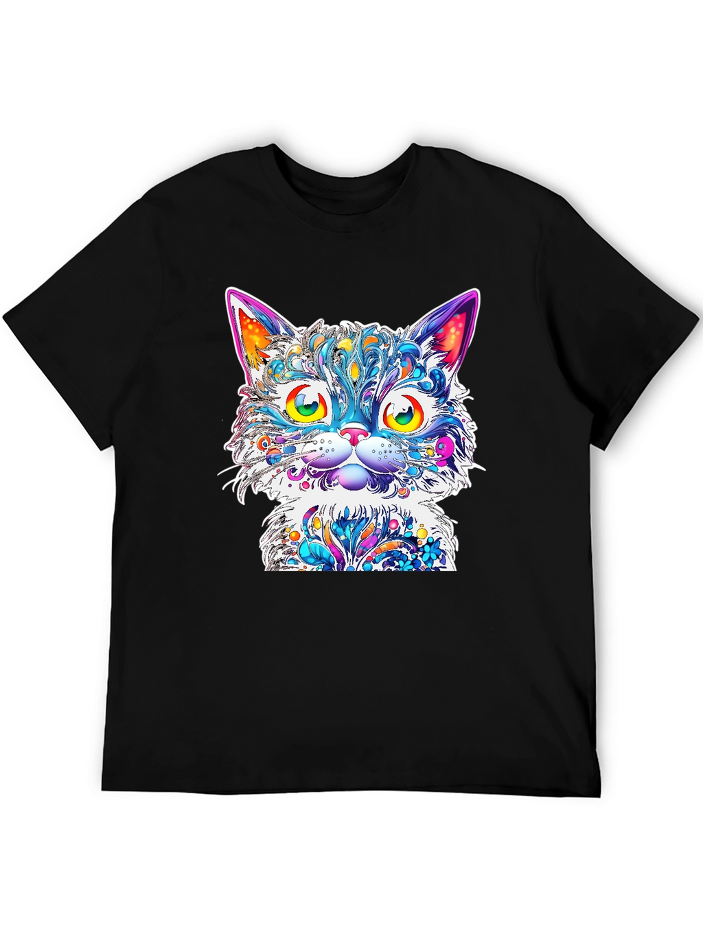 Vibrant Psychedelic Cat Graphic T-Shirt