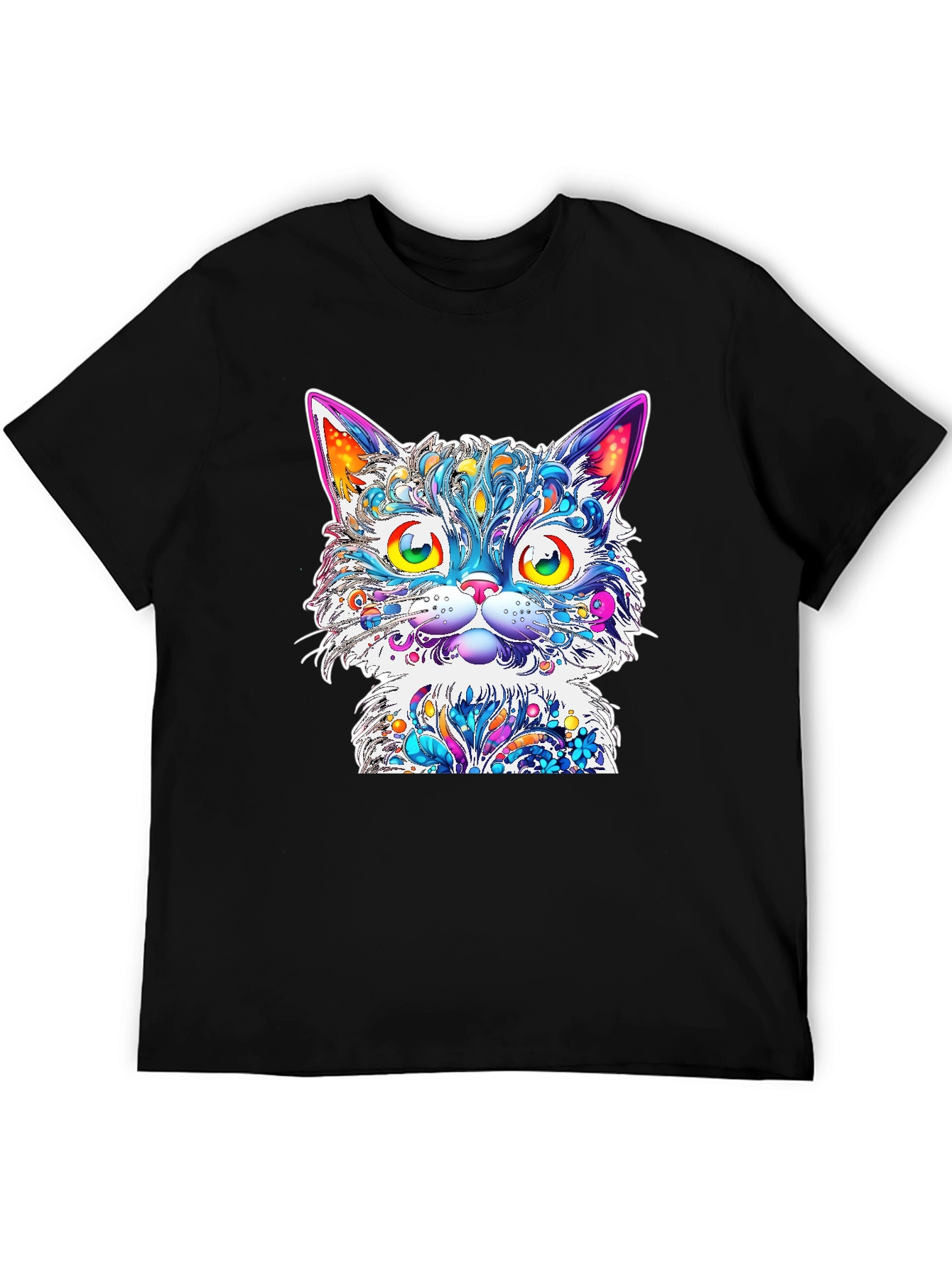Vibrant Psychedelic Cat Graphic T-Shirt