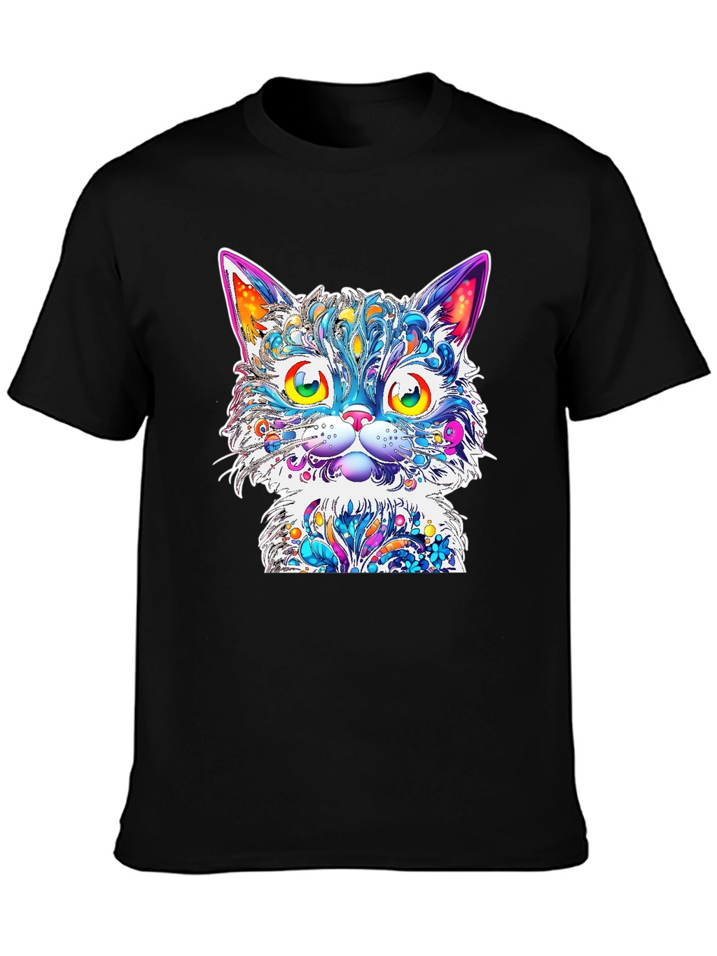 Vibrant Psychedelic Cat Graphic T-Shirt