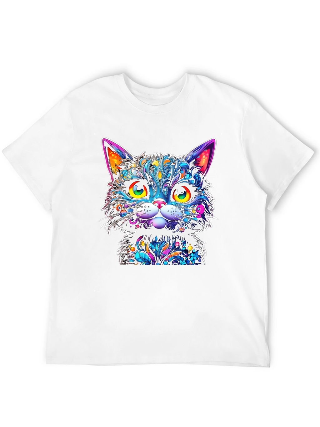 Vibrant Psychedelic Cat Graphic T-Shirt