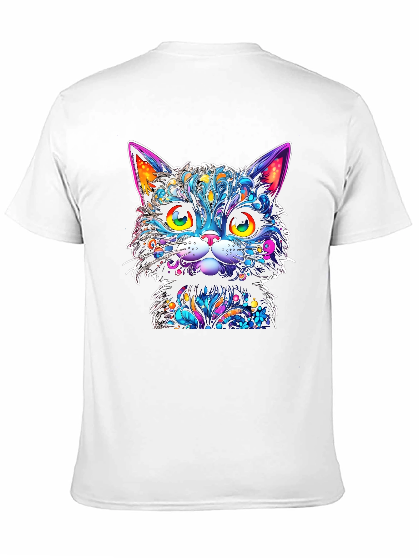 Vibrant Psychedelic Cat Graphic T-Shirt