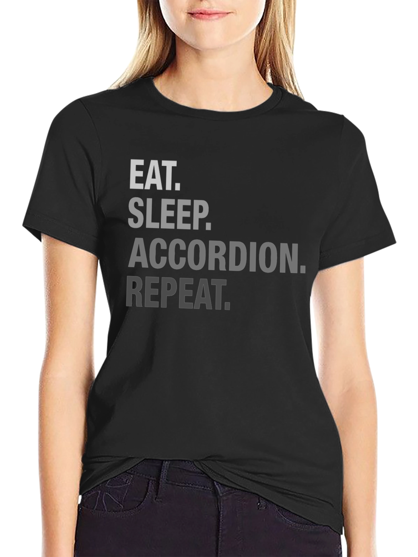 Eat Sleep Accordion Repeat Black T-Shirt