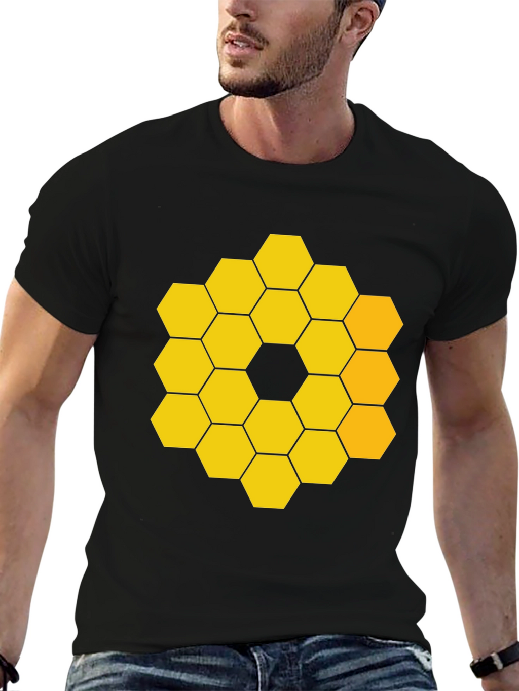 JWST Hexagon Pattern Graphic Tee - Black