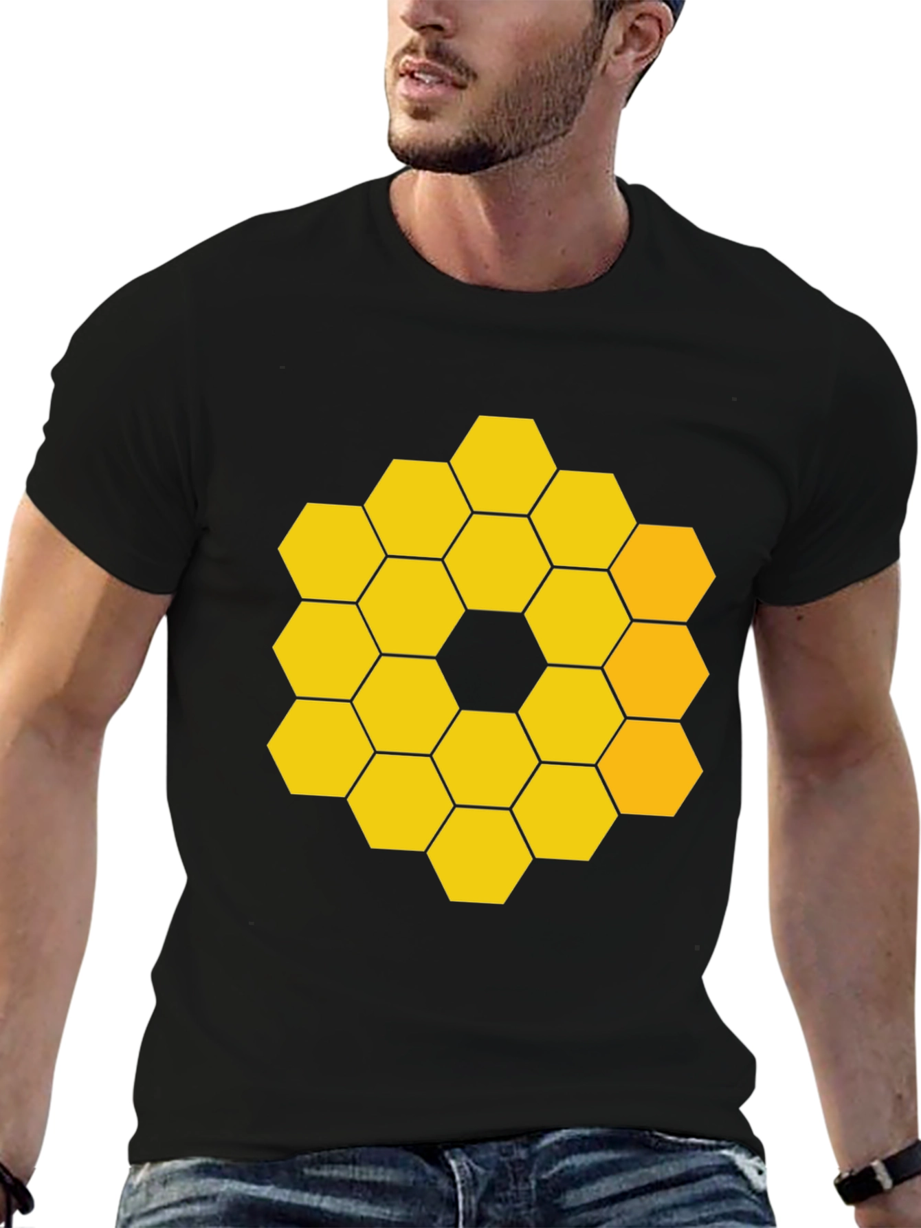 JWST Hexagon Pattern Graphic Tee - Black