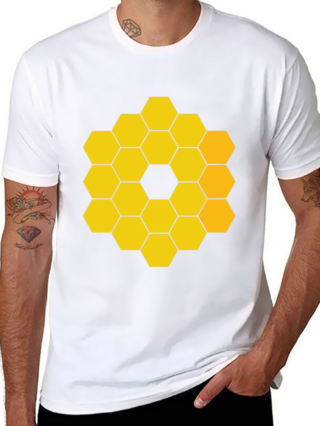 JWST Hexagon Pattern Graphic Tee - Black