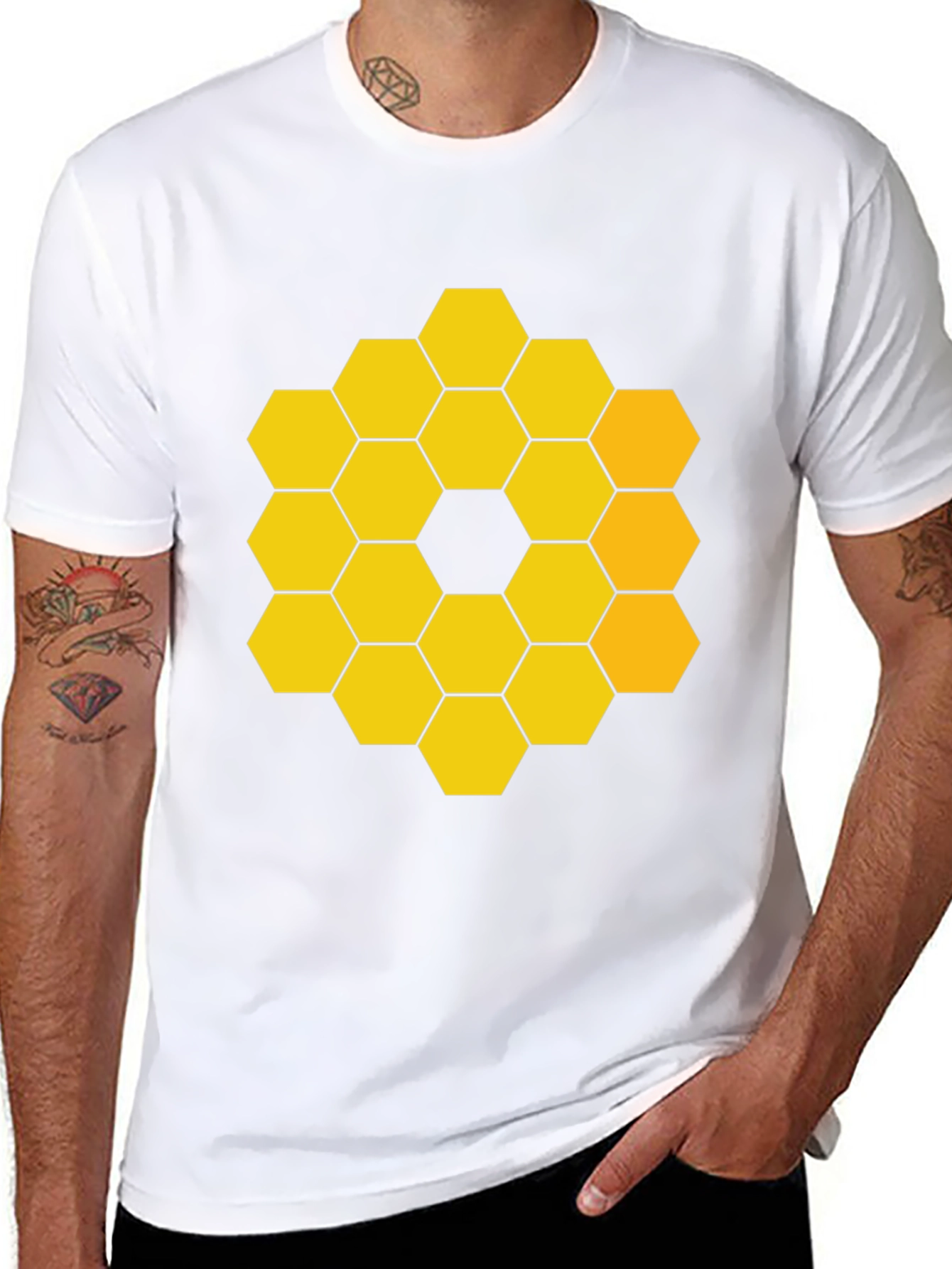 JWST Hexagon Pattern Graphic Tee - Black