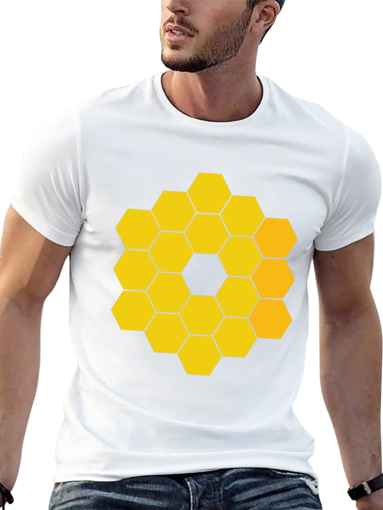 JWST Hexagon Pattern Graphic Tee - Black