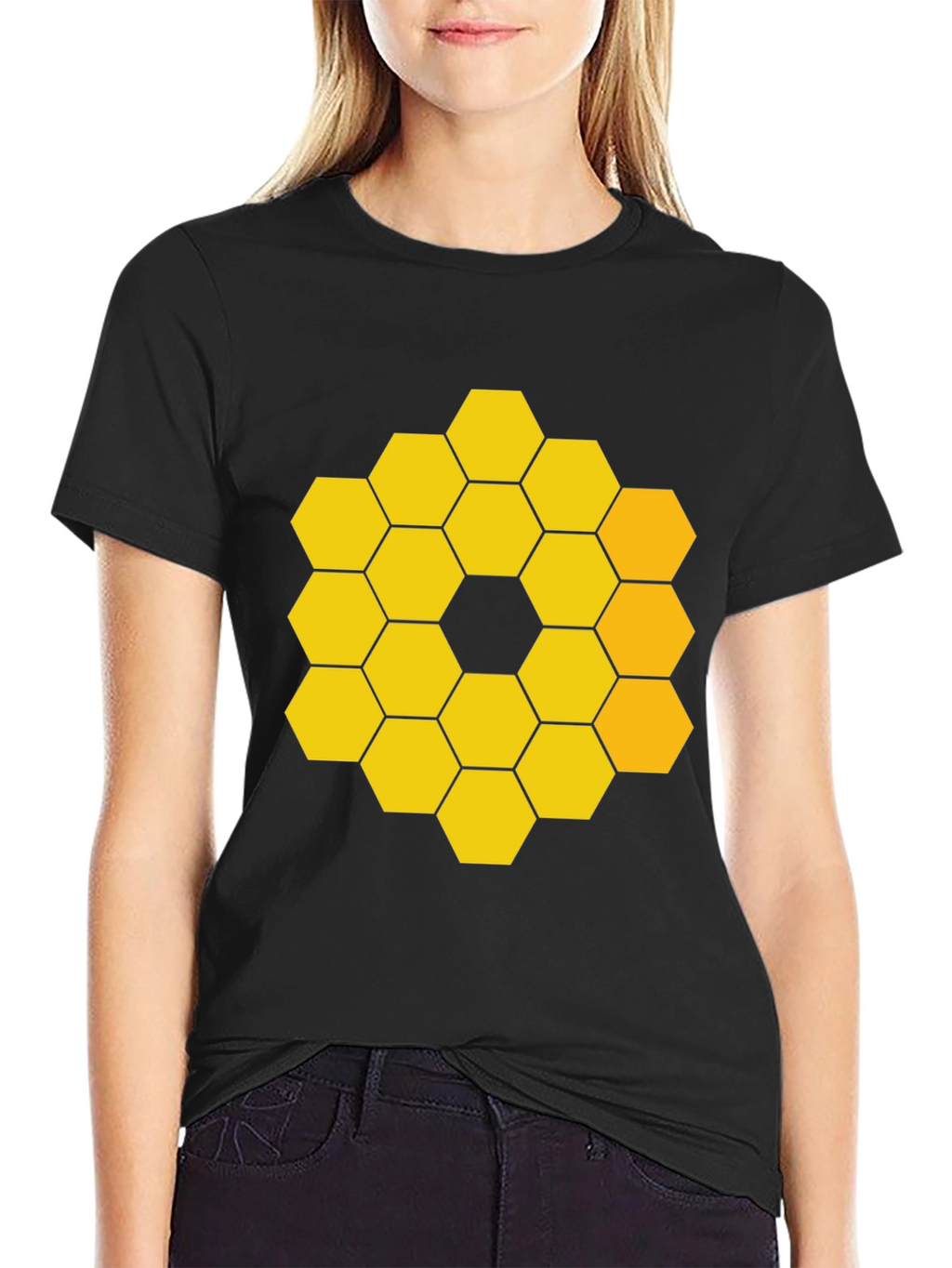 JWST Hexagon Pattern Graphic Tee - Black