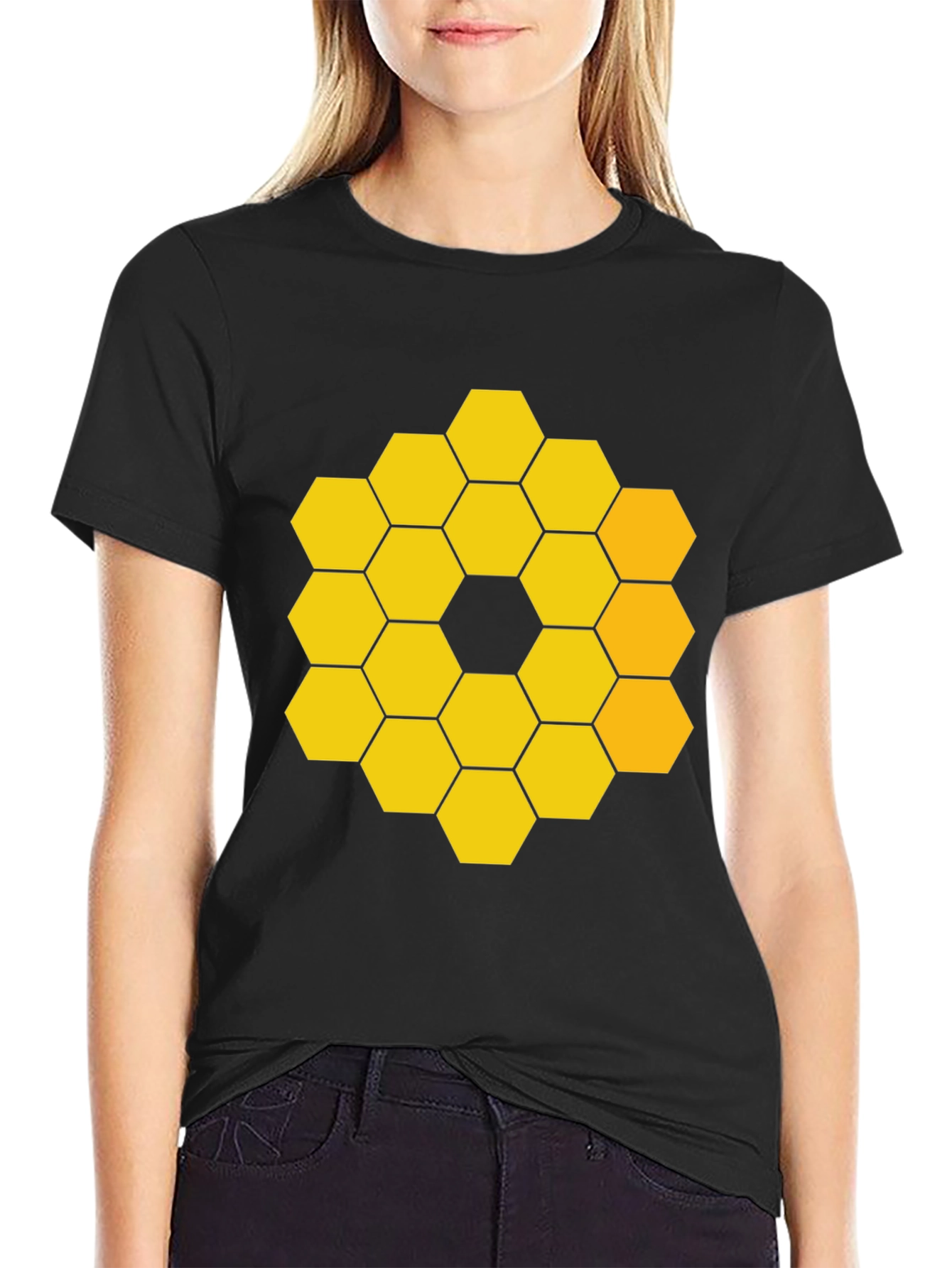 JWST Hexagon Pattern Graphic Tee - Black