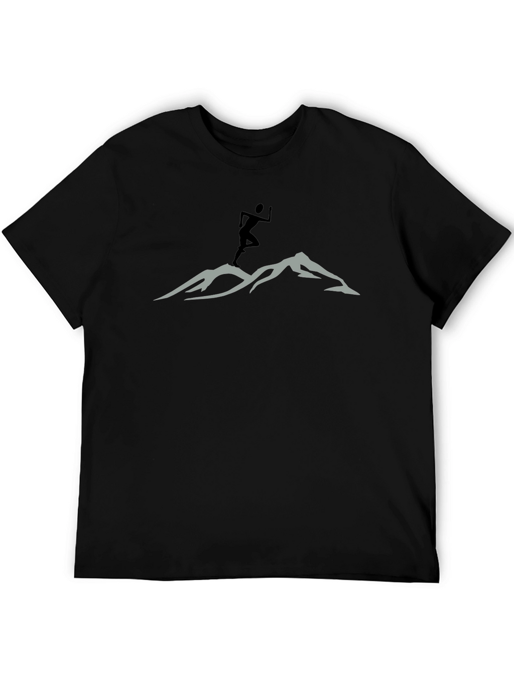 Mountain Trail Runner Graphic Tee - Black Cotton Shirt