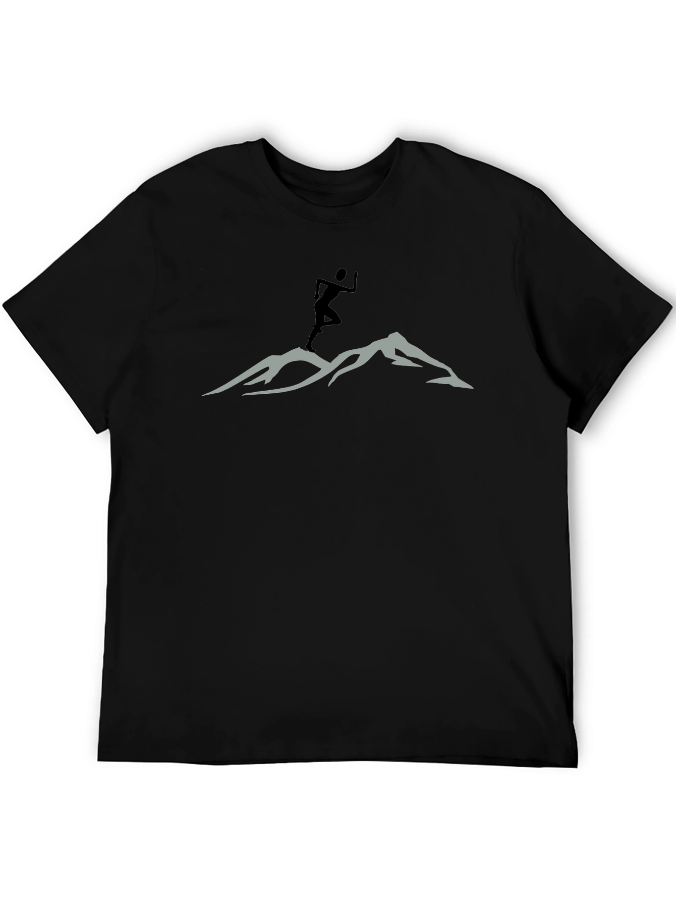 Mountain Trail Runner Graphic Tee - Black Cotton Shirt