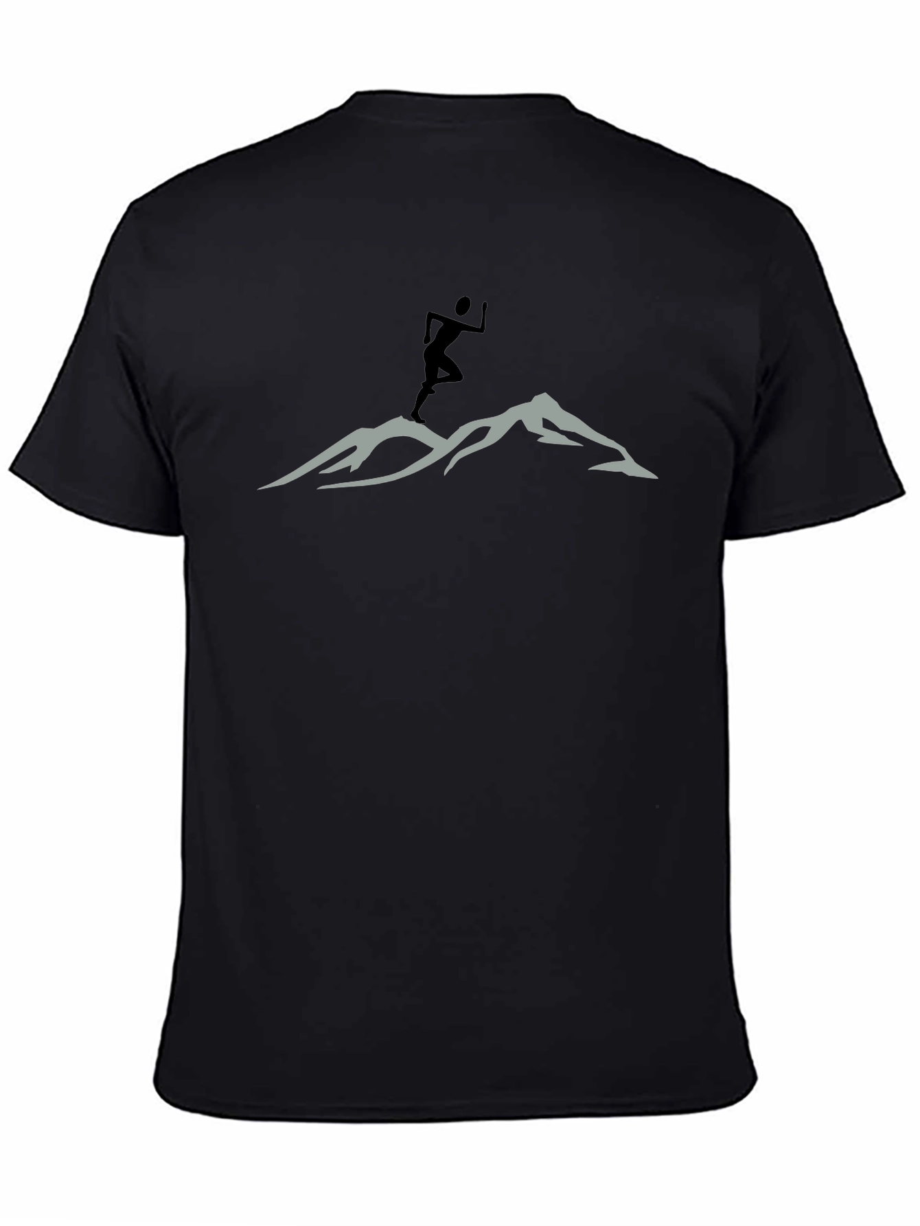 Mountain Trail Runner Graphic Tee - Black Cotton Shirt